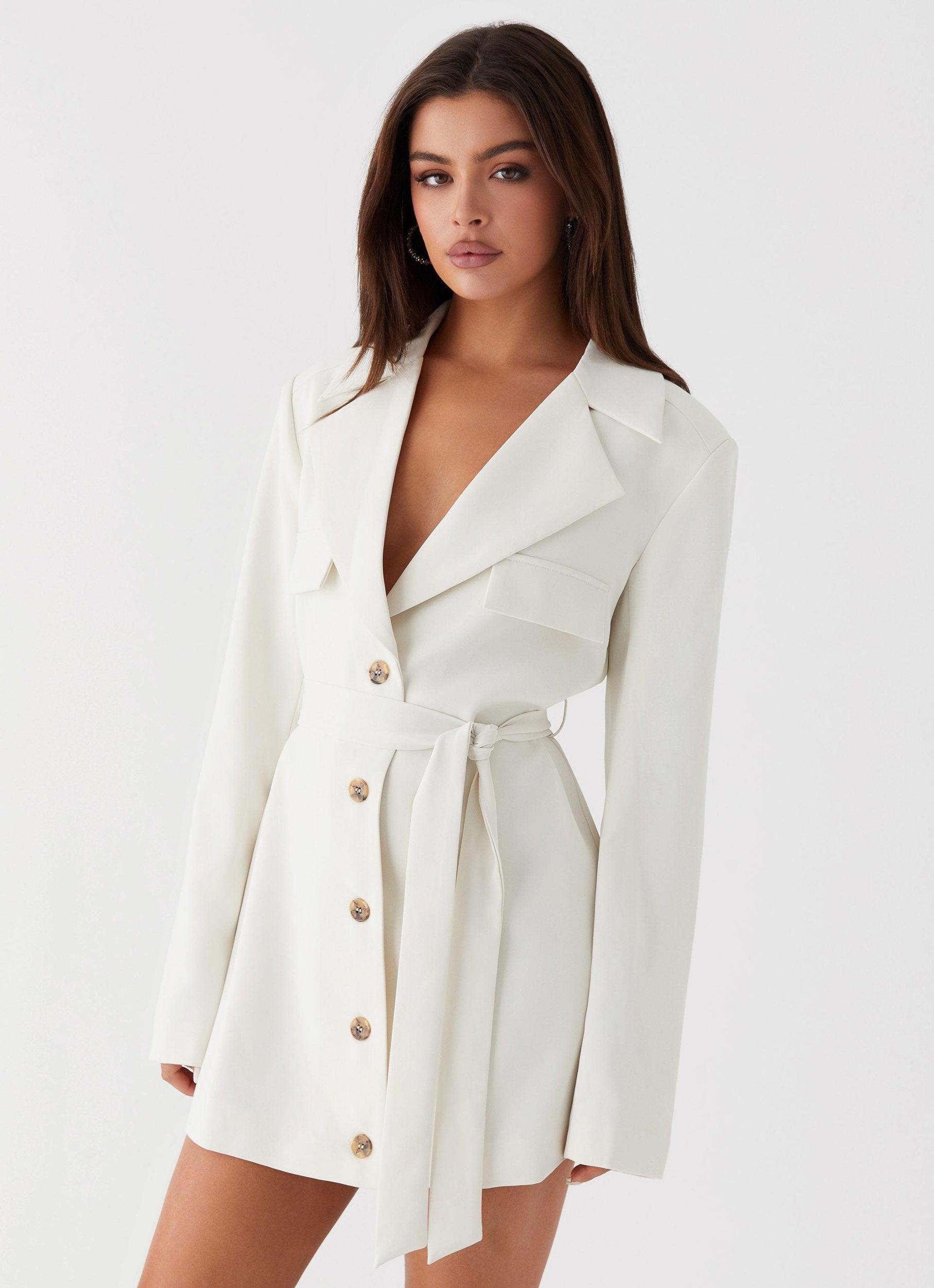 Safia Blazer Mini Dress - White Product Image