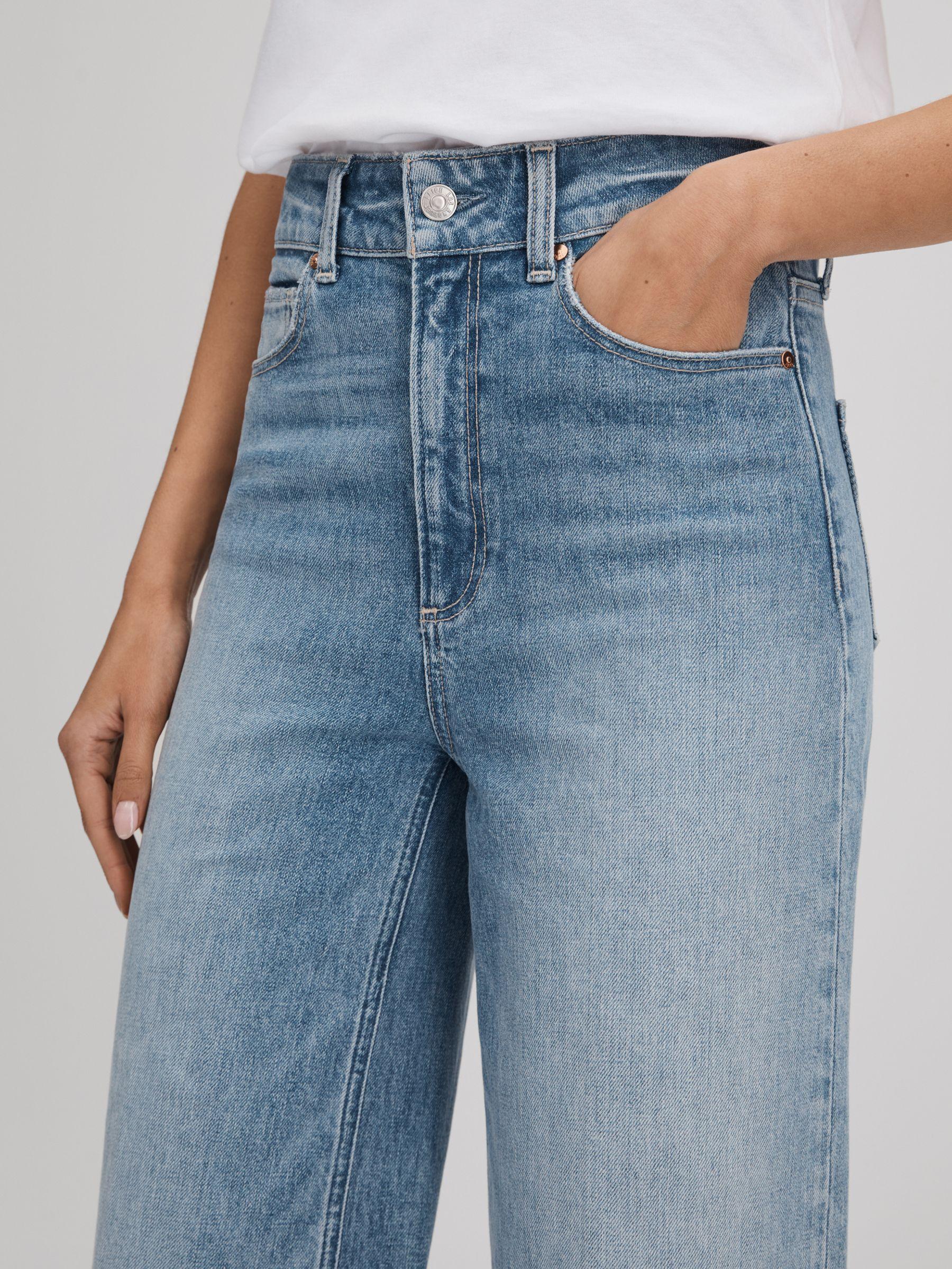 Paige Wide Leg Distressed Jeans in Magnifique Blue Product Image