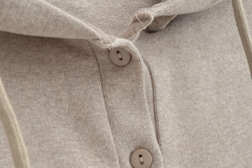 Henley Drawstring Mini A-Line Hoodie Dress Product Image