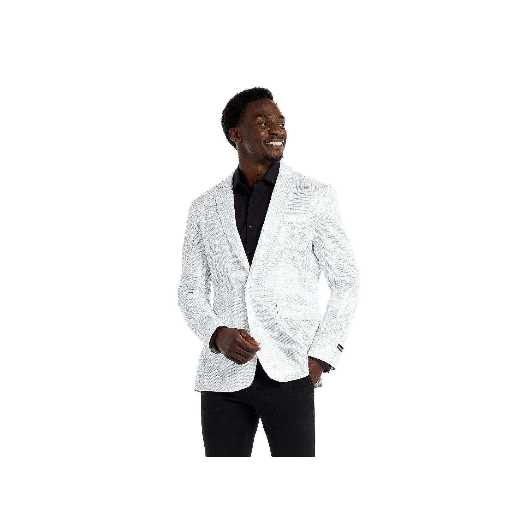 Men's Suitmeister Christmas New Years Eve Party Blazer, Size: XL, Sequins White Product Image