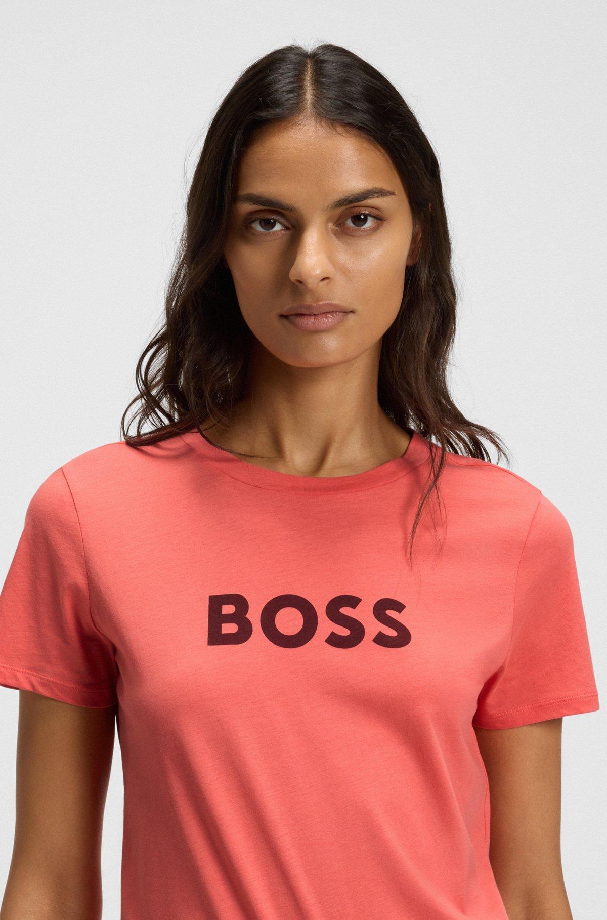 Cotton T-shirt with contrast logo stripe Product Image