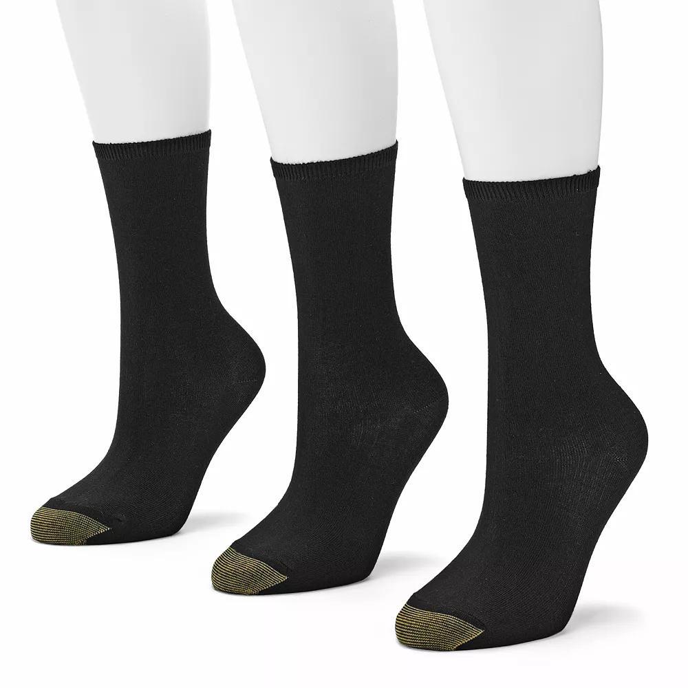 Women's GOLDTOE ® 3-pack Castaway Crew Socks, Size: 9-11, Black Product Image