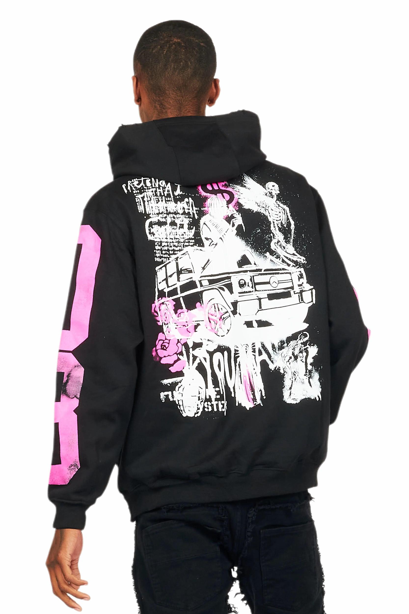 Grill Black/Pink Graphic Hoodie Male Product Image