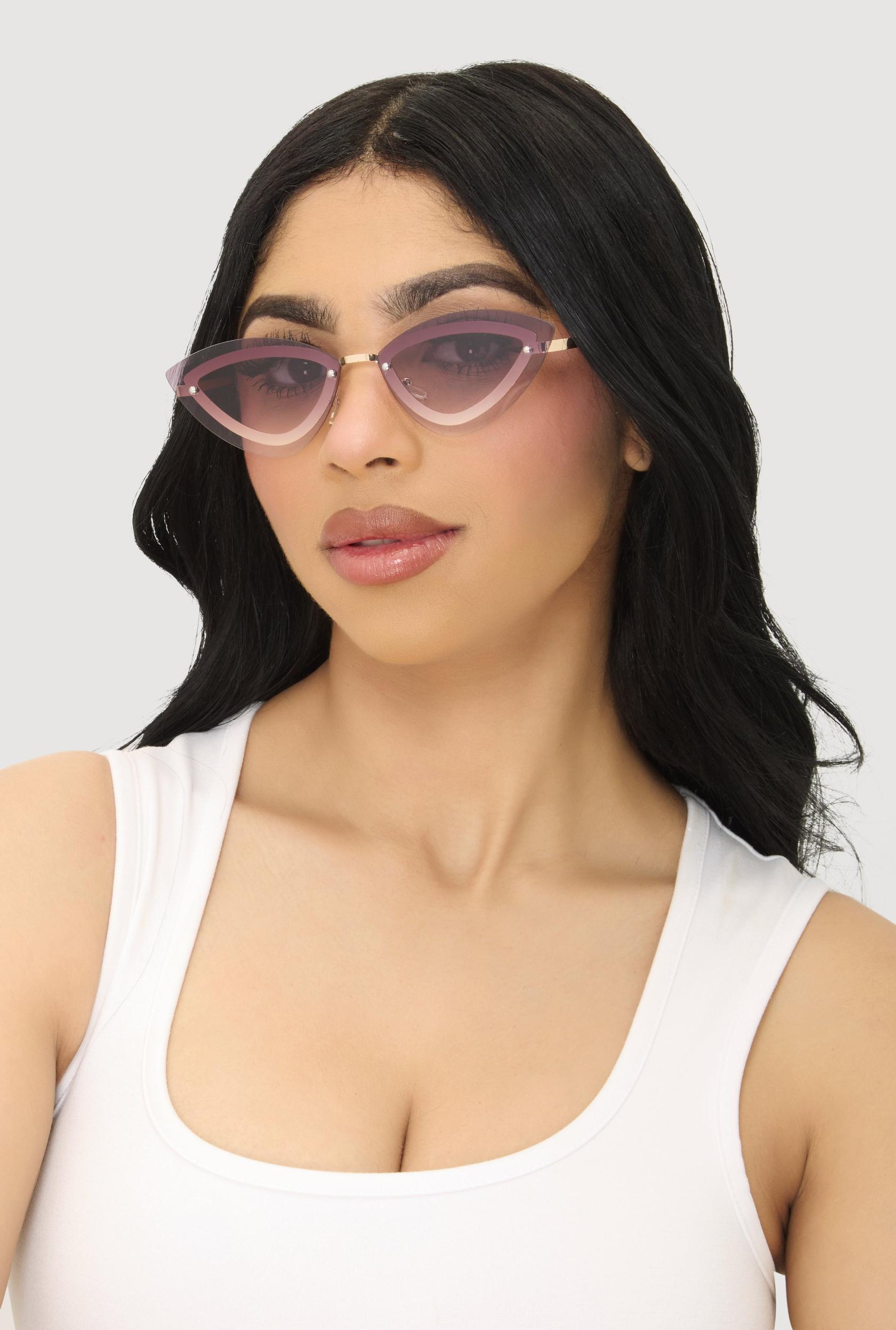 Rimless Cat Eye Sunglasses Female Product Image