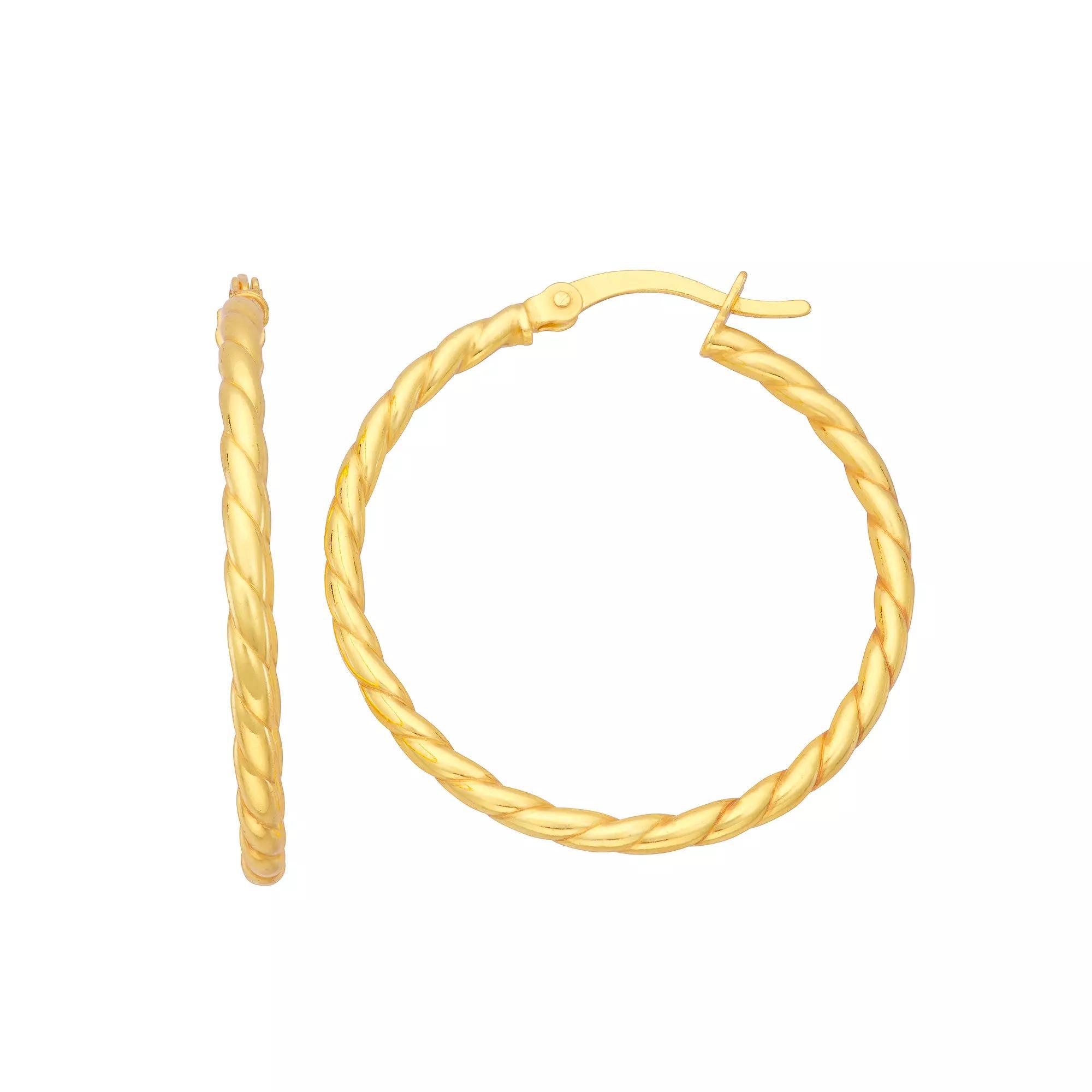 Jordan Blue Sterling Silver Twist Hoop Earrings, Women's, Gold Tone Product Image