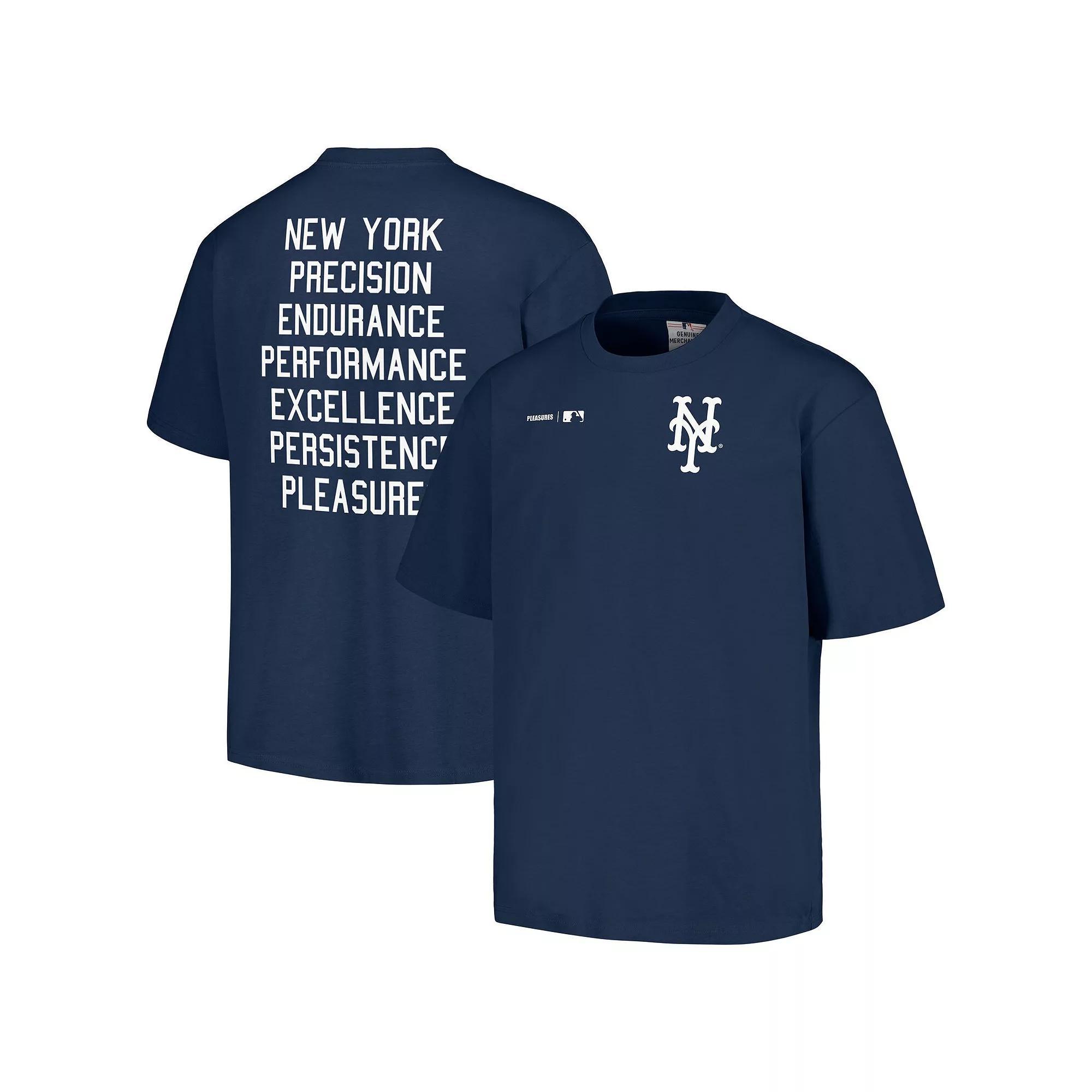 Men's PLEASURES  Navy New York Mets Precision T-Shirt, Size: XL, Blue Product Image