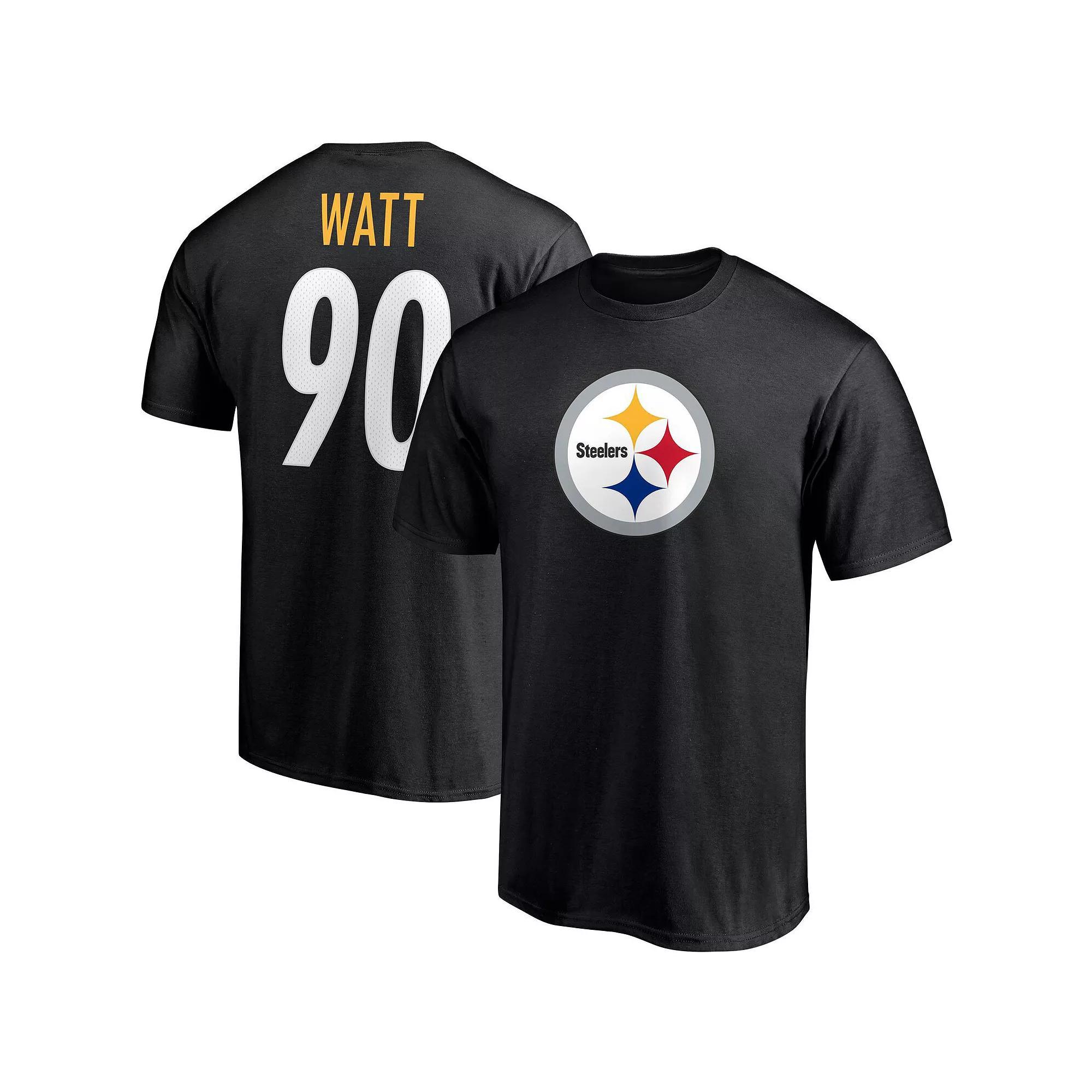 Men's Fanatics Branded T.J. Watt Black Pittsburgh Steelers Player Icon Name & Number T-Shirt, Size: Medium Product Image
