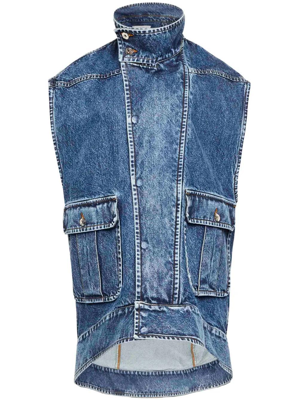 JW ANDERSON High-neck Denim Gilet In Blue Product Image