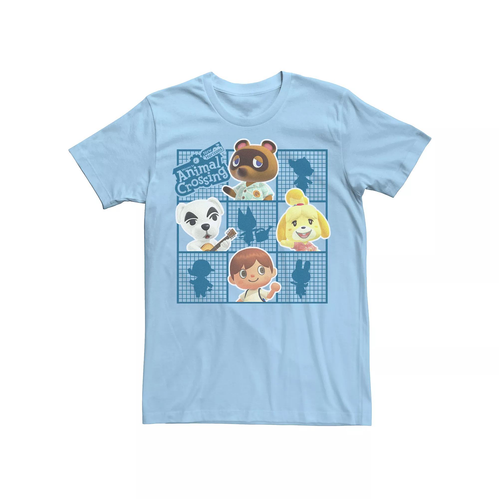 Men's Animal Crossing Group Shot Grid Tee, Size: Small, Light Blue Product Image