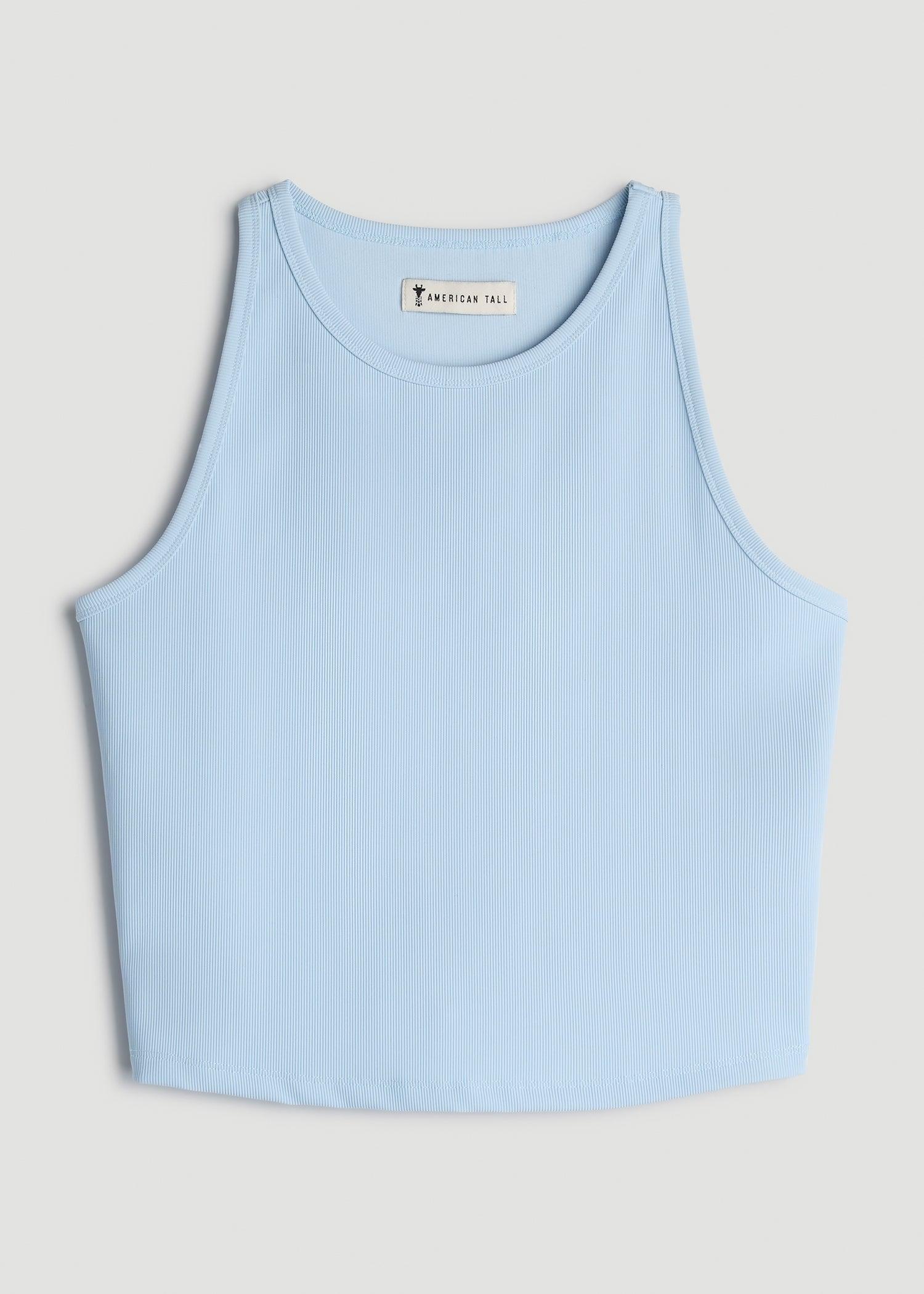 Cropped Ribbed Tank Top for Tall Women in Ice Blue Product Image