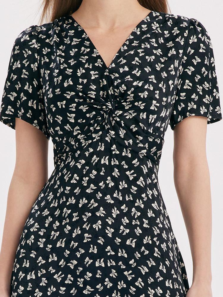 V-Neck Twisted Midi Dress Product Image