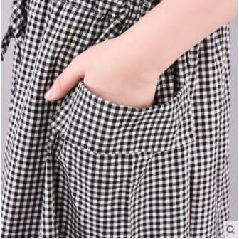 Long Sleeve Collared Plaid Drawstring Waist Midi A-Line Shirt Dress Product Image