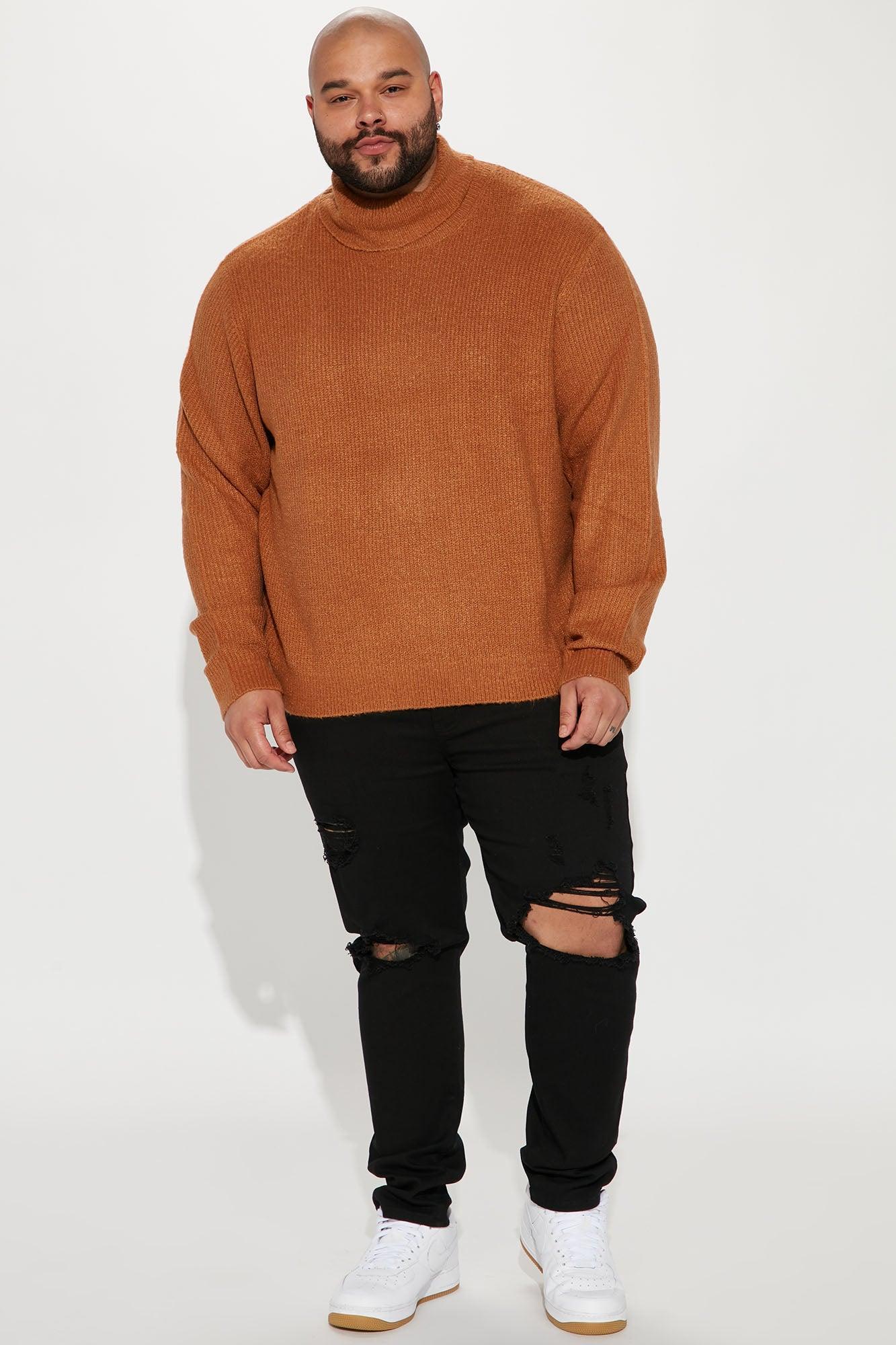 Simply Ribbed Cozy Turtleneck Sweater - Cognac Product Image