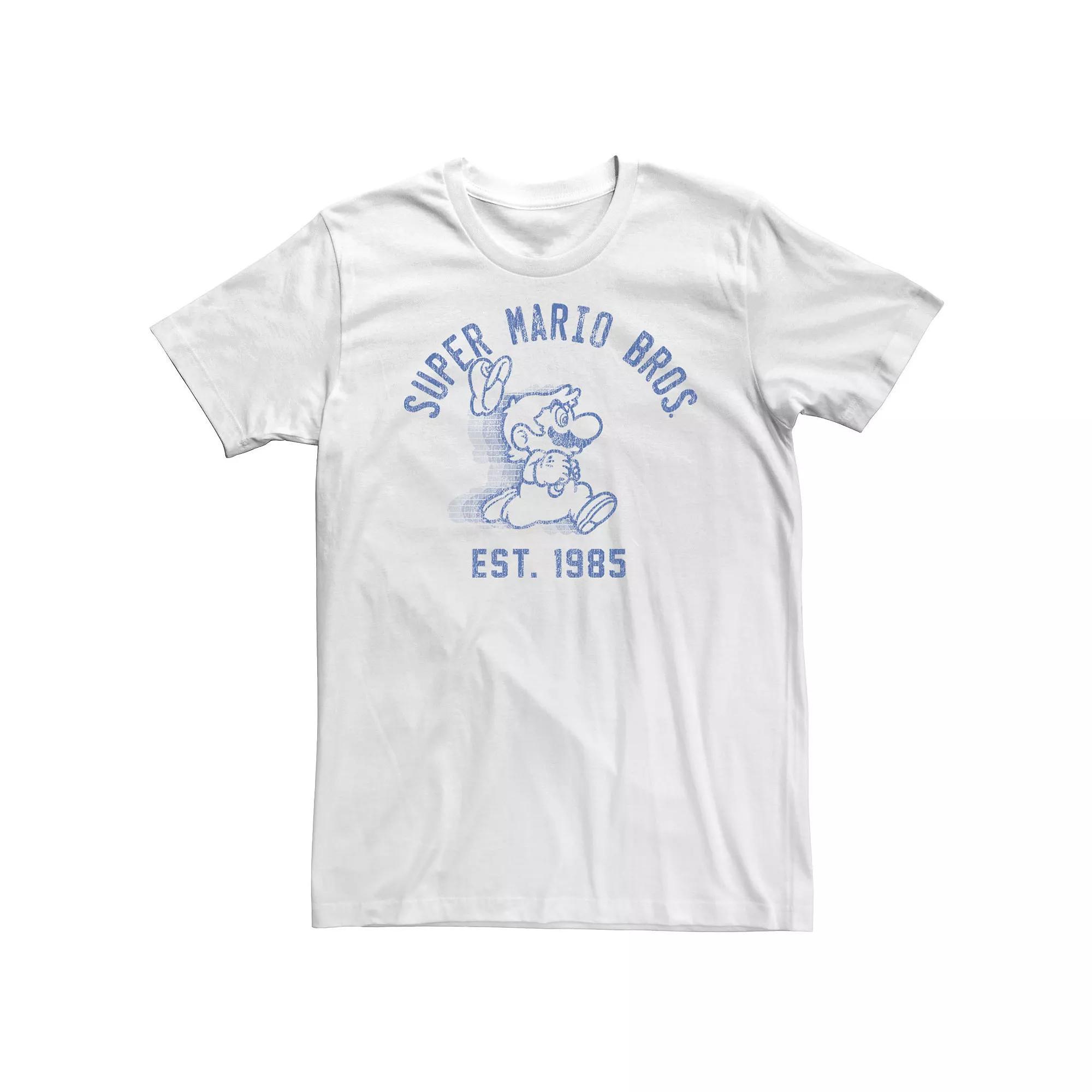 Big & Tall Nintendo Super Mario Running Fade 1985 Vintage Tee, Men's, Size: 3XL Tall, Athletic Grey Product Image