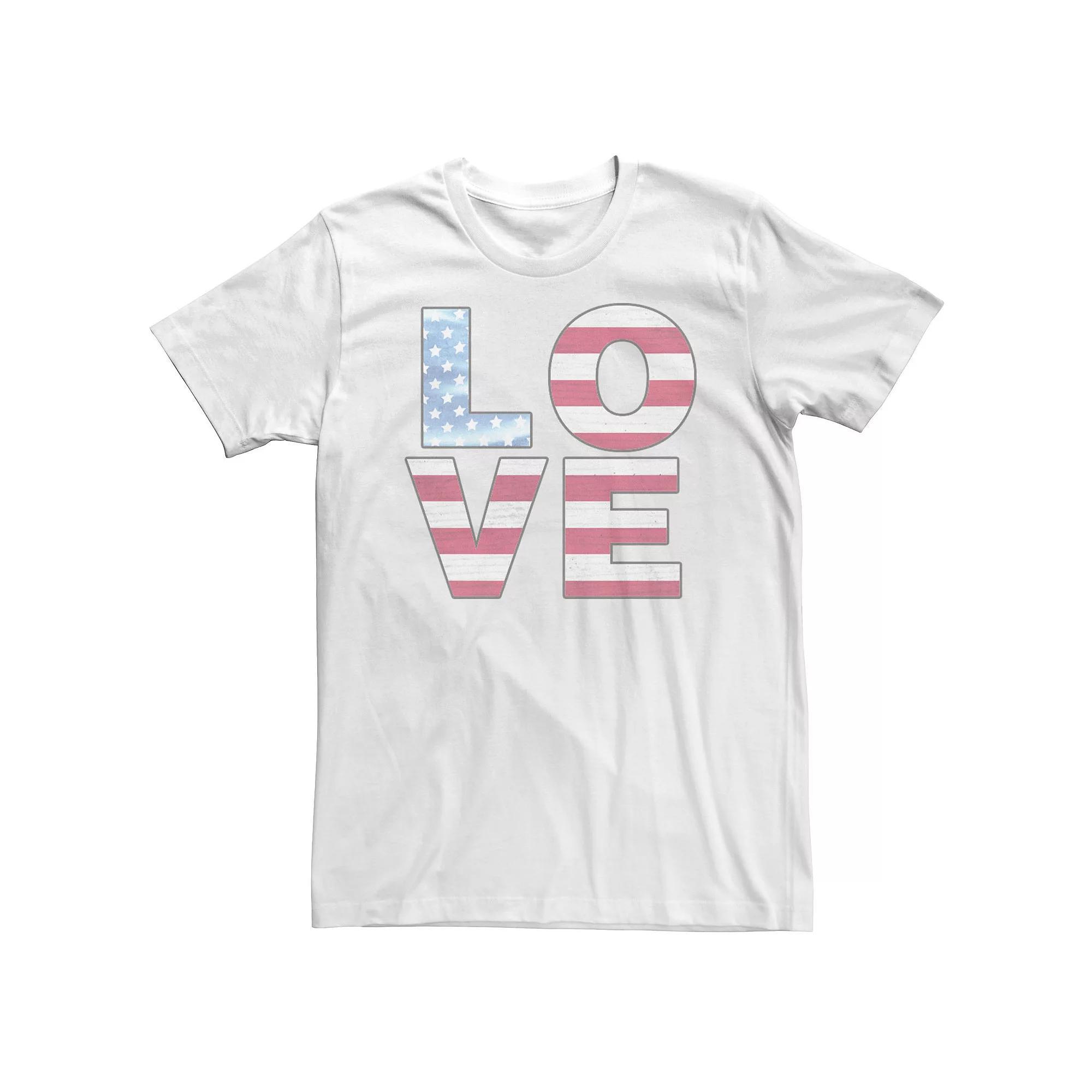 Big & Tall Americana Love American Flag Text Tee, Men's, Size: 4XLT, White Product Image
