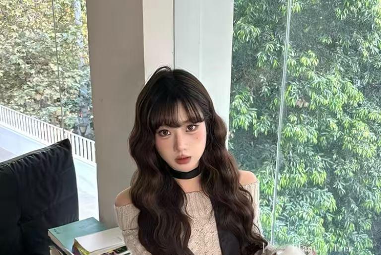 Off-Shoulder Plain Cable Knit Sweater / High Rise Plain Pleated Mini A-Line Skirt Product Image