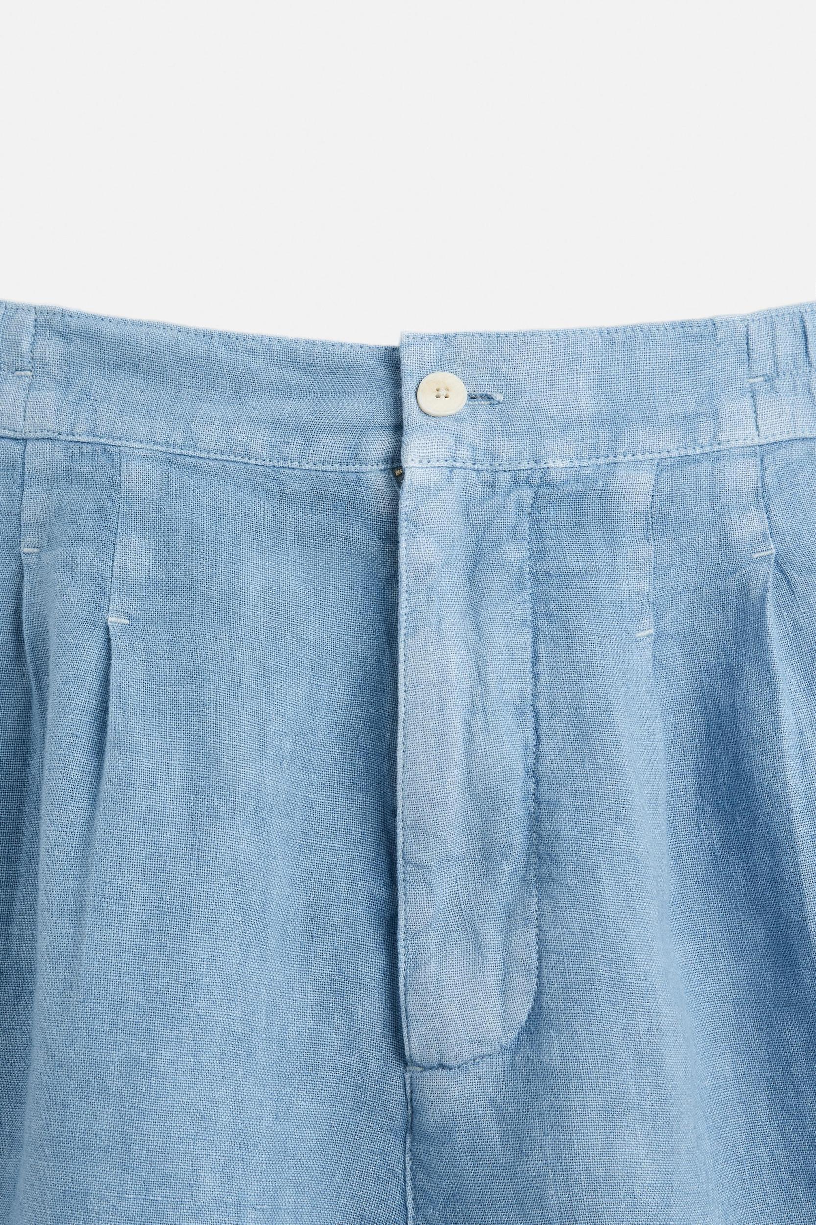 100% LINEN WASHED BERMUDA SHORTS Product Image