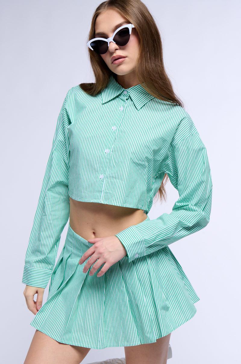LILY POPLIN STRIPE BUTTON DOWN Product Image