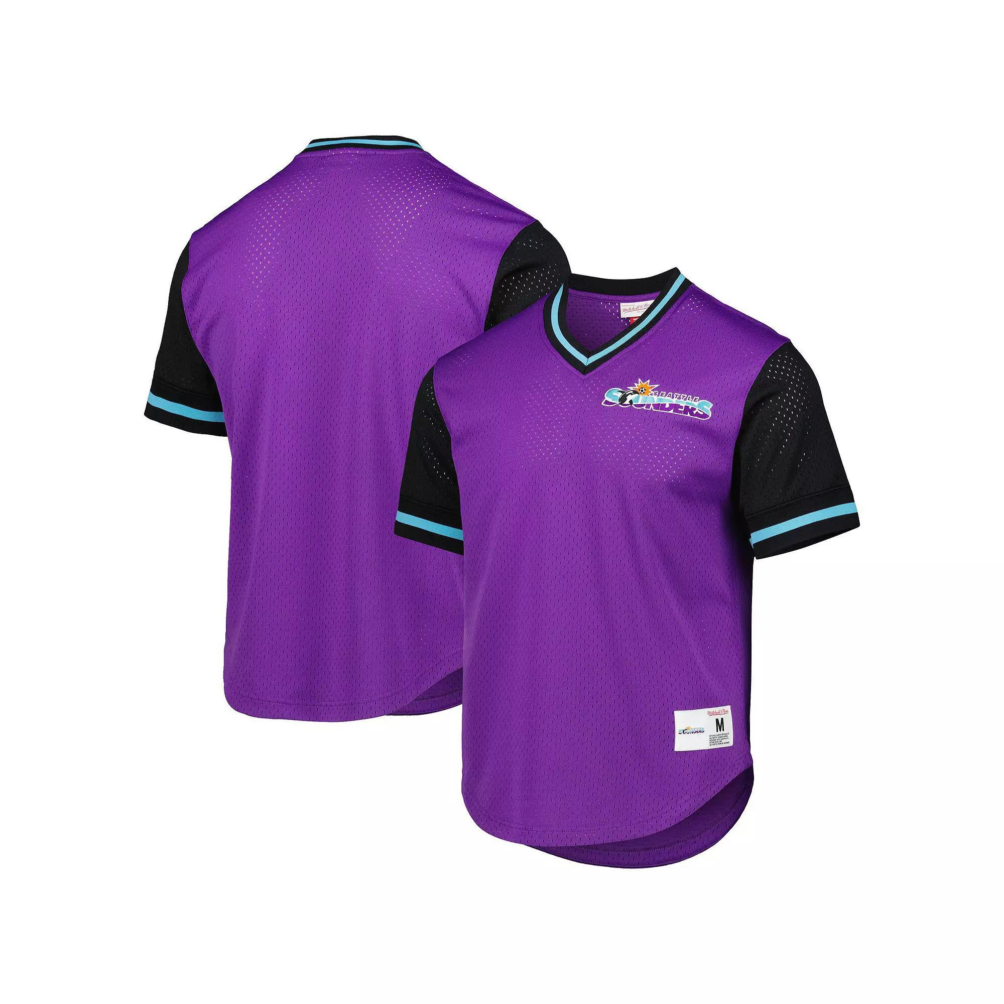Men's Mitchell & Ness Purple Seattle Sounders FC Mesh V-Neck T-Shirt, Size: XL Product Image