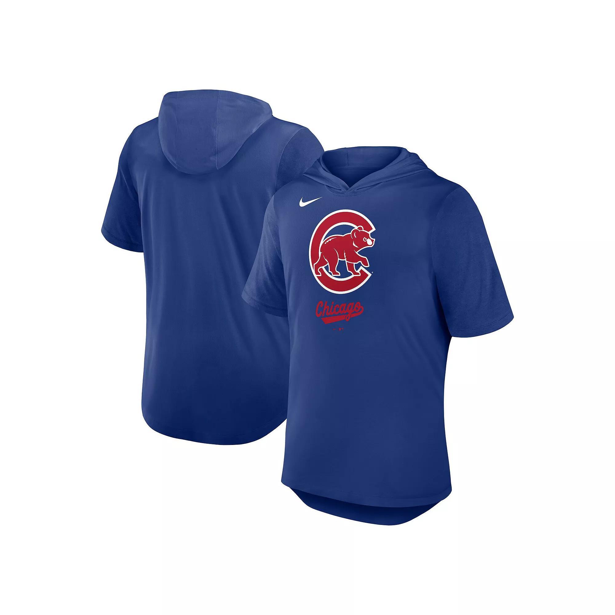 Men's Nike Royal Chicago Cubs Tri-Blend Hoodie T-Shirt, Size: Small, Blue Product Image