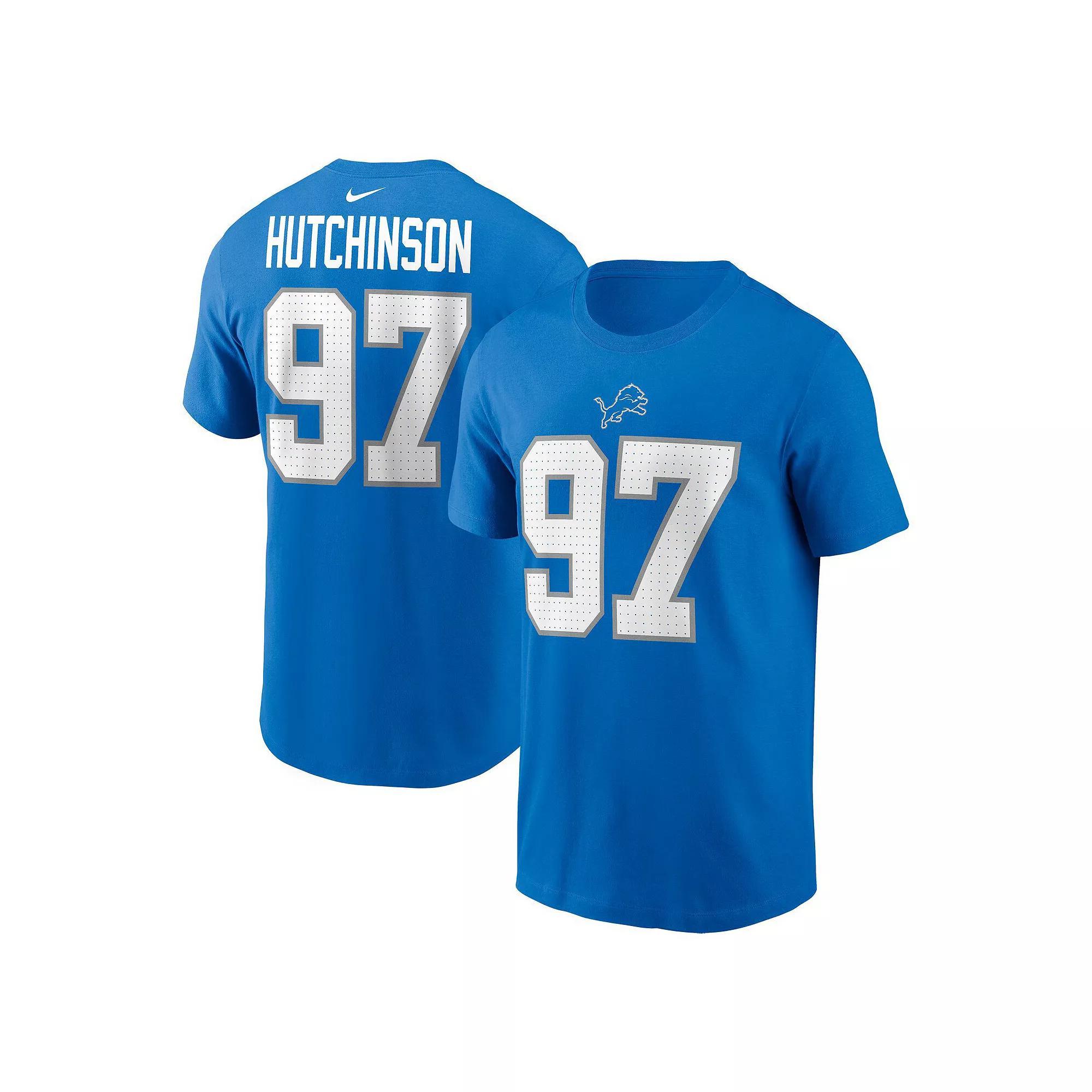 Youth Nike Aidan Hutchinson Blue Detroit Lions Player Name & Number T-Shirt, Boy's, Size: YTH Large Product Image