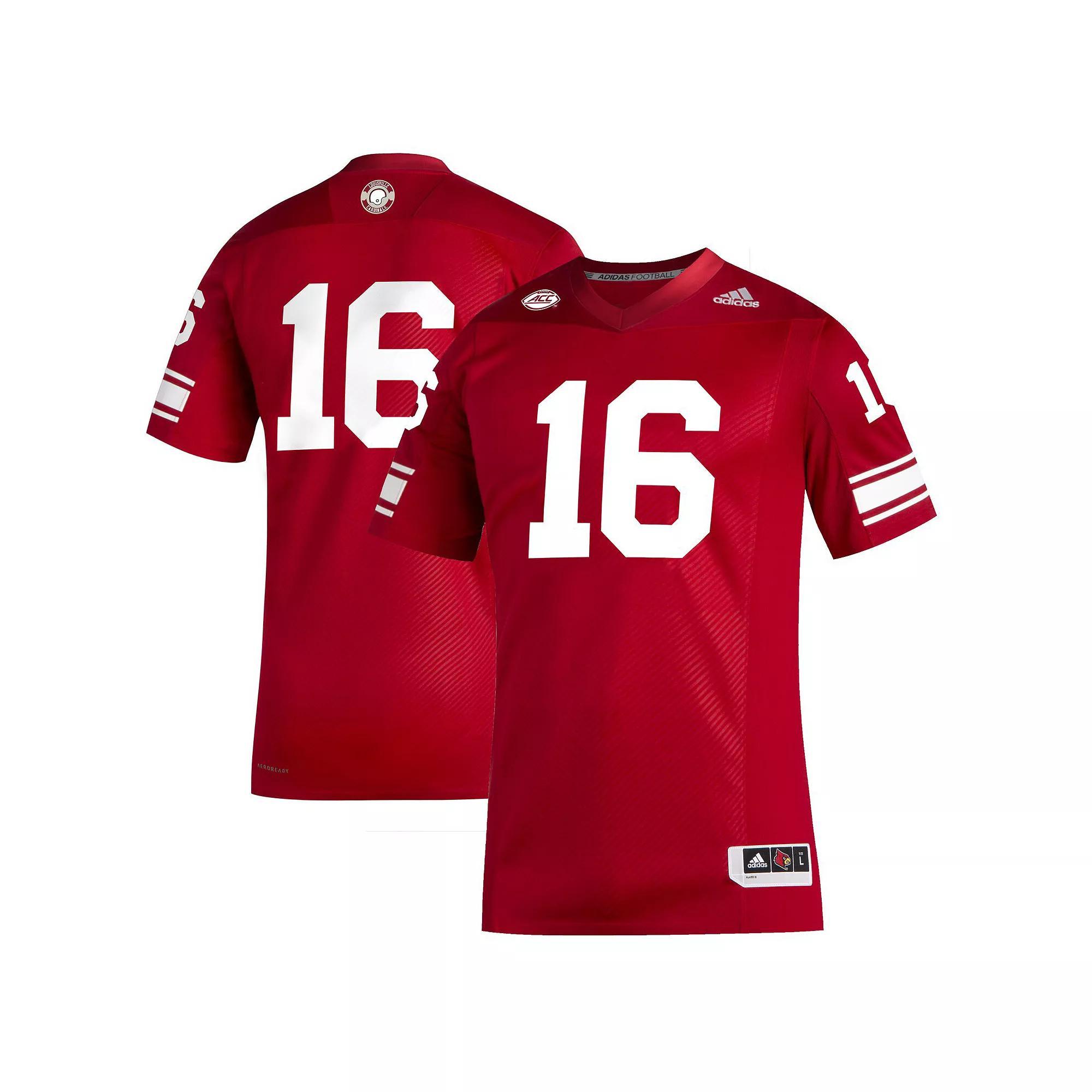 Mens adidas #16 Louisville Cardinals Premier Strategy Football Jersey Product Image