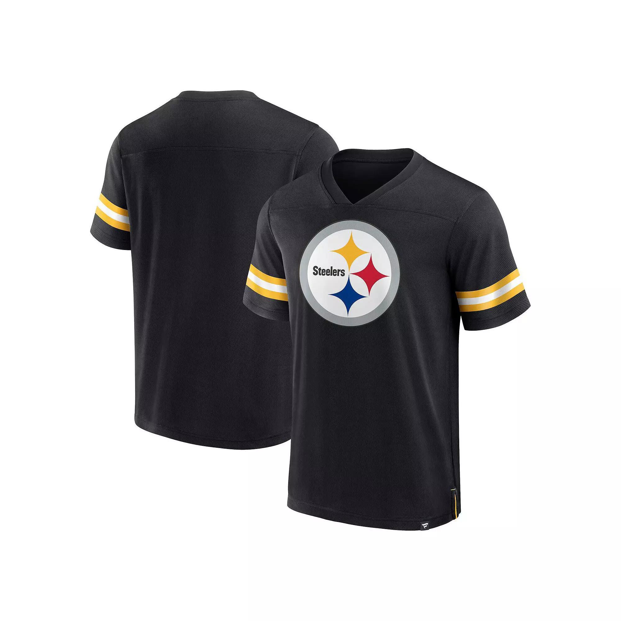 Men's Fanatics Branded  Black Pittsburgh Steelers Jersey Tackle V-Neck T-Shirt, Size: Large Product Image