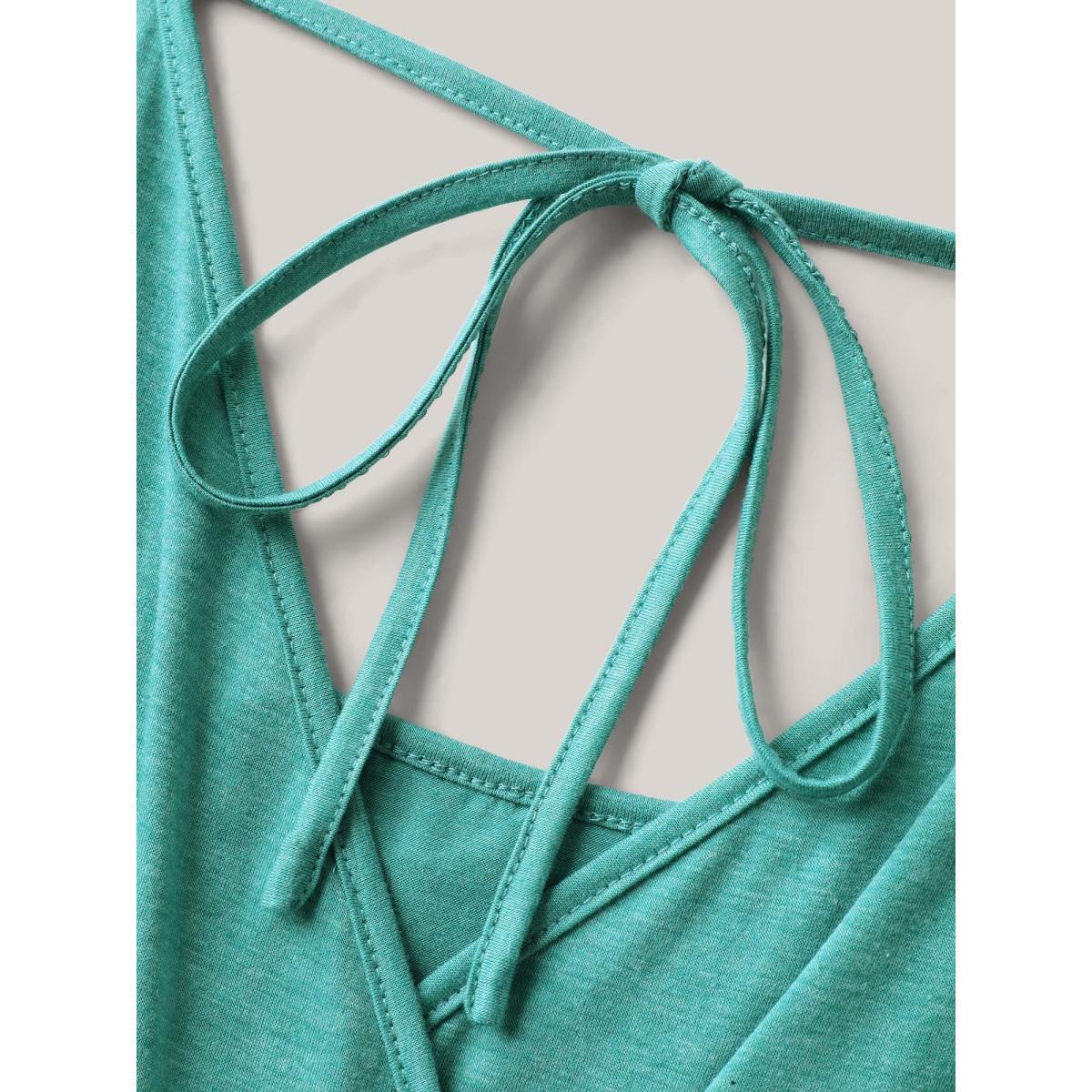 Plus Size Emerald Textured Bodice Spliced Pockets Jumpsuit Women Sleeveless Square Neck Everyday-Casual Loose Jumpsuits BloomChic 14-16/1X Product Image