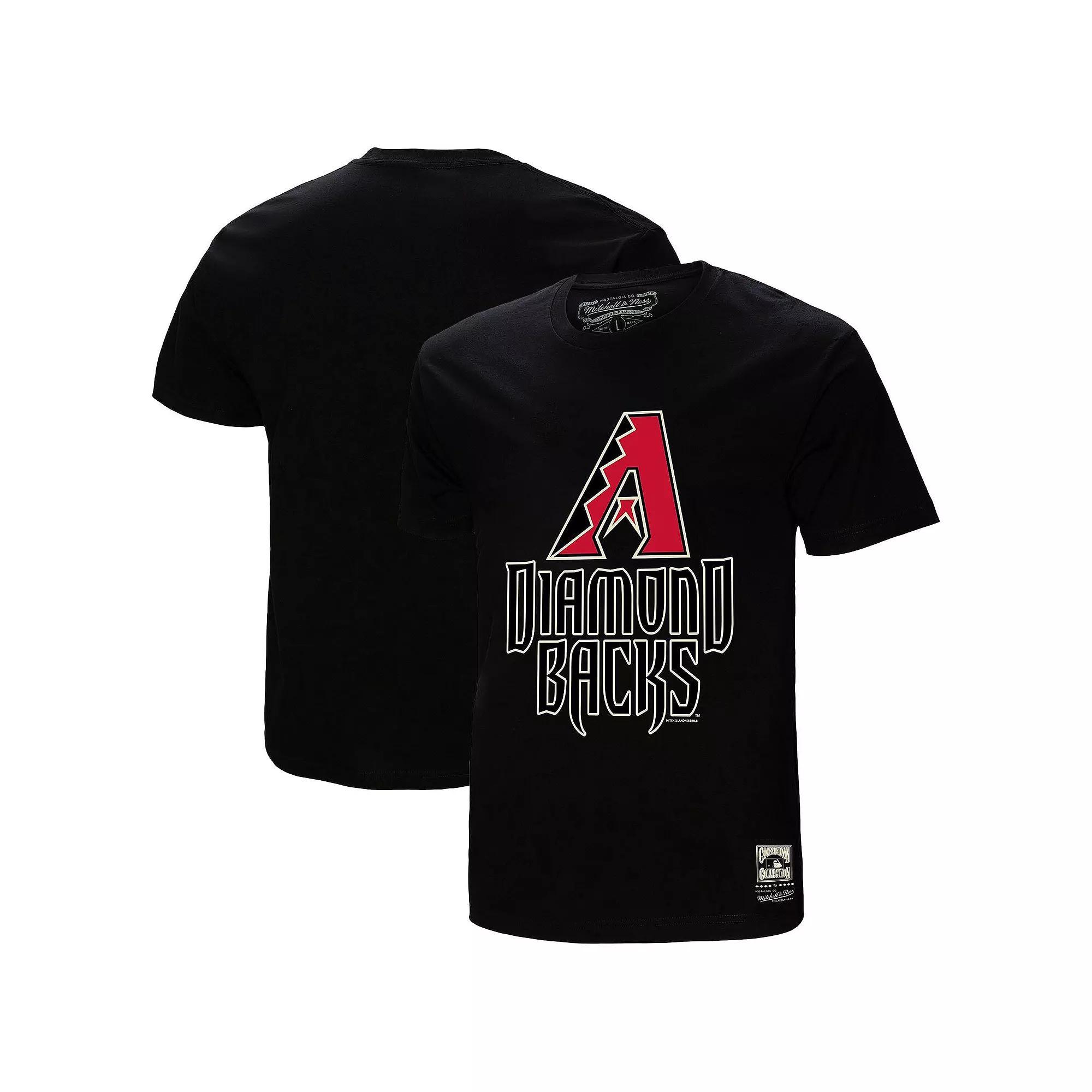 Men's Mitchell & Ness Black Arizona Diamondbacks Cooperstown Collection Logo T-Shirt, Size: 2XL Product Image
