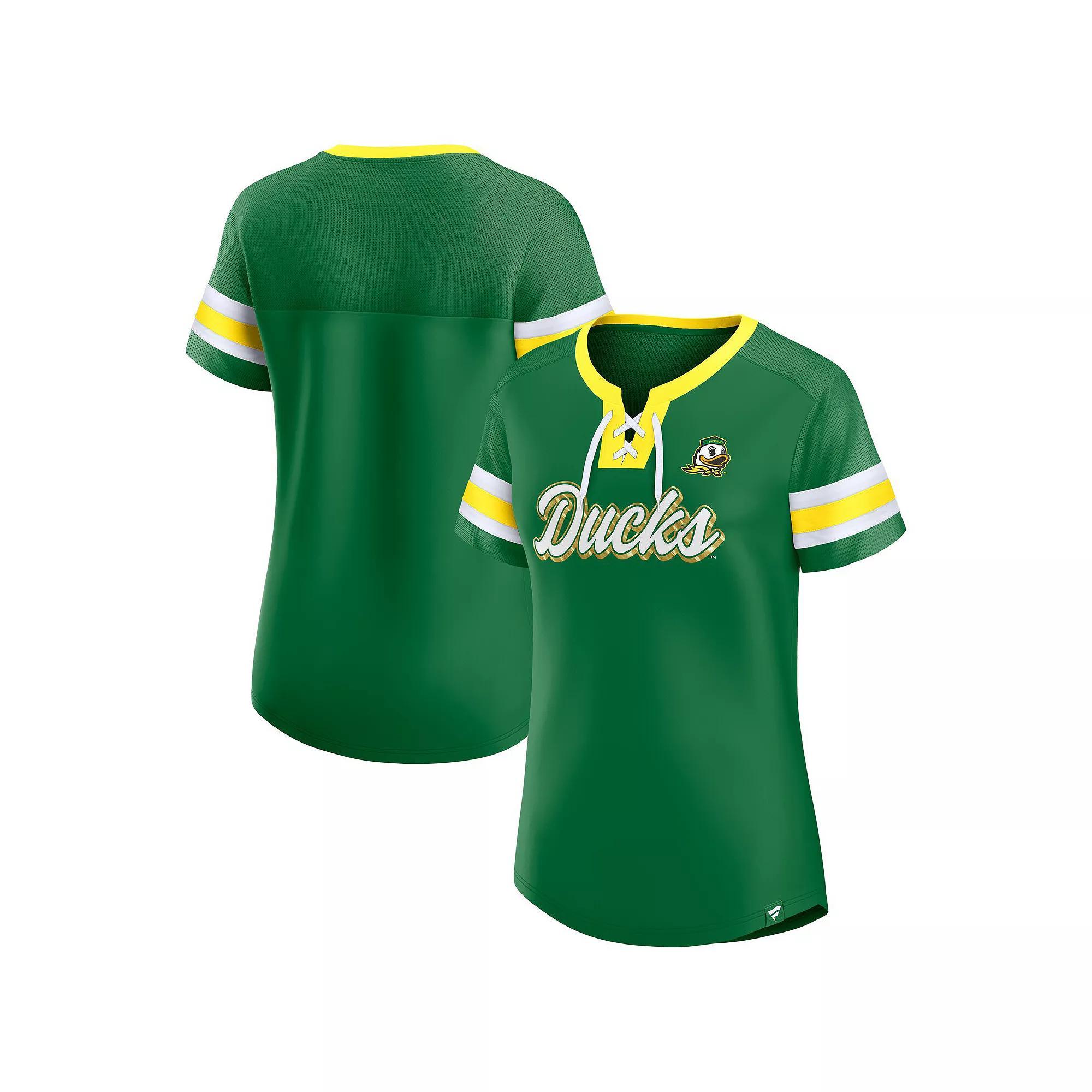 Women's Fanatics  Green Miami Hurricanes Iconic Athena Lace-Up T-Shirt, Size: Small Product Image