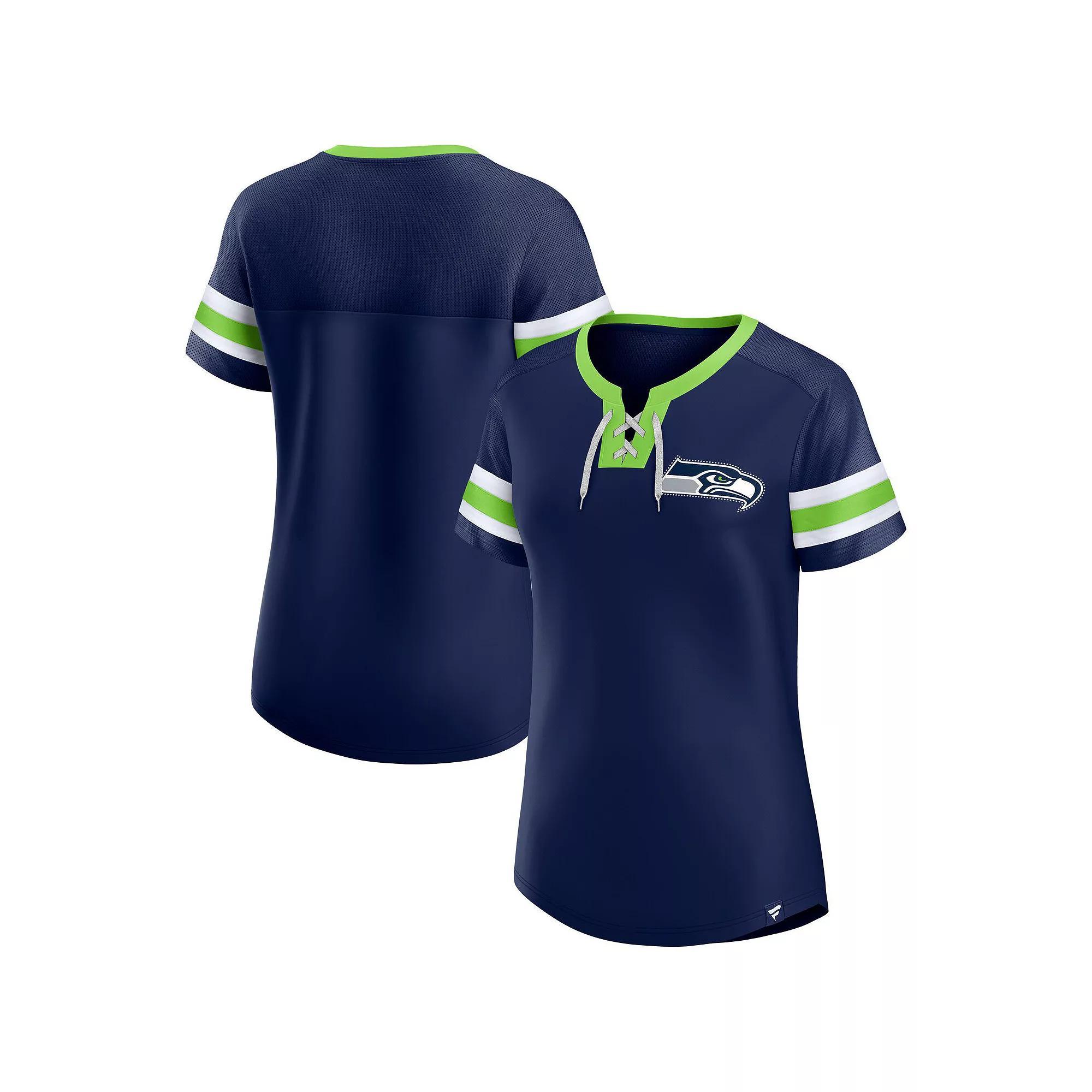 Women's Fanatics  College Navy Seattle Seahawks Lace-Up Bling T-Shirt, Size: Medium, Team Product Image