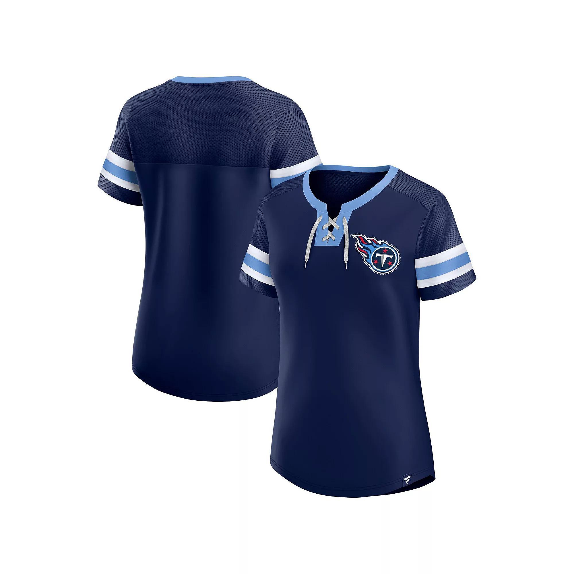 Womens Fanatics Tennessee Titans Lace-Up Bling T-Shirt Blue Product Image