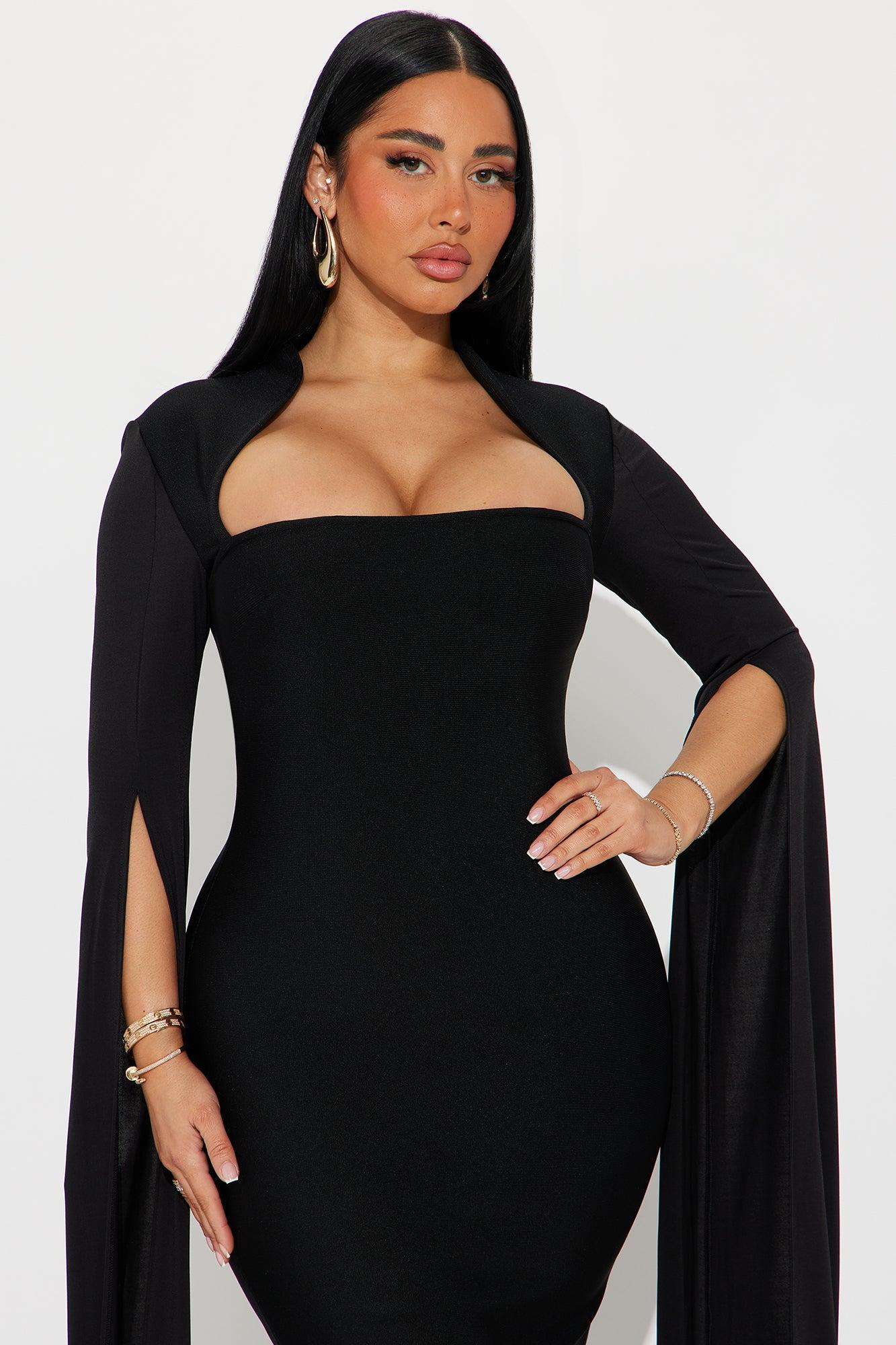 Feeling Regal Bandage Midi Dress - Black Product Image