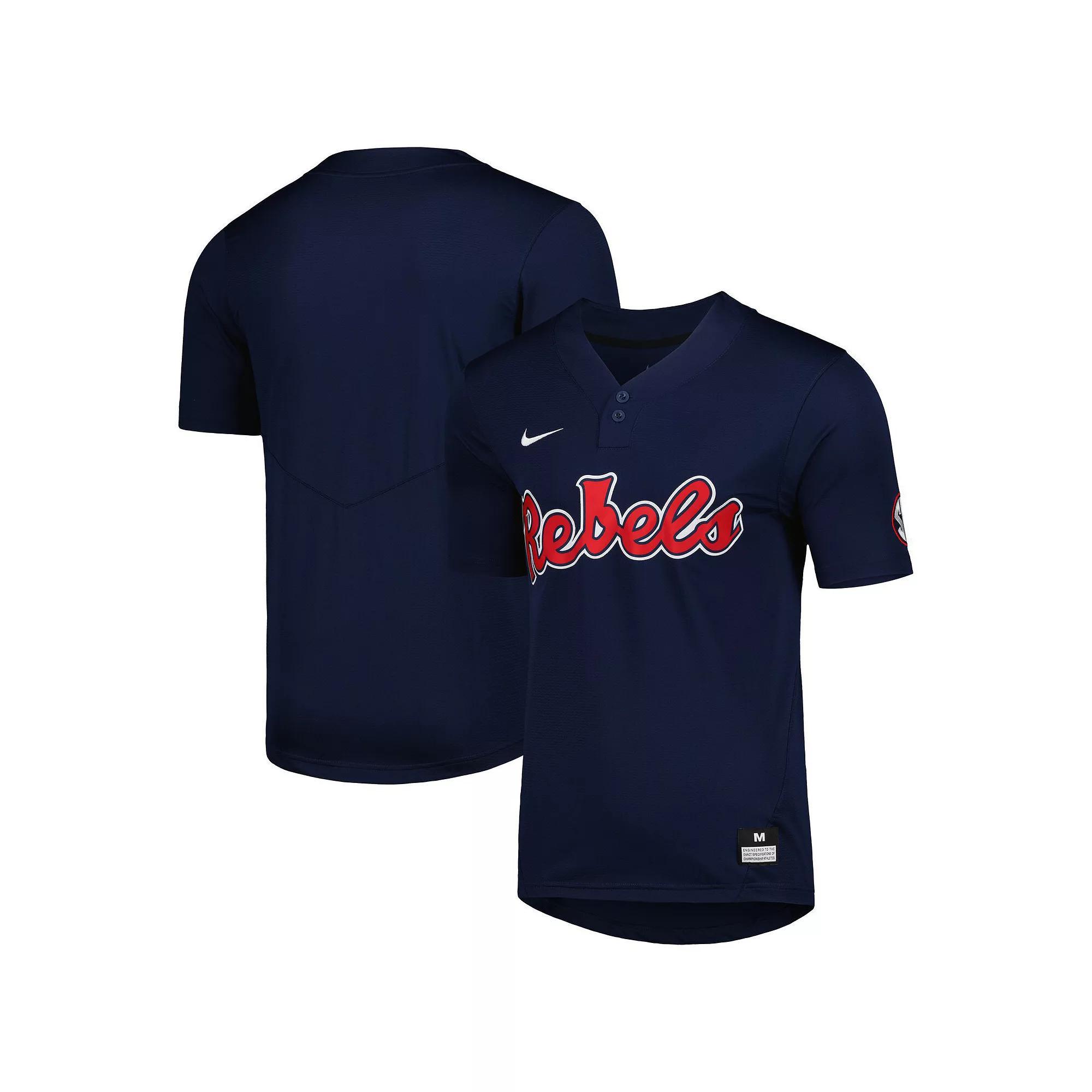 Men's Nike Navy Ole Miss Rebels 2-Button Replica Baseball Jersey, Size: 2XL, Blue Product Image