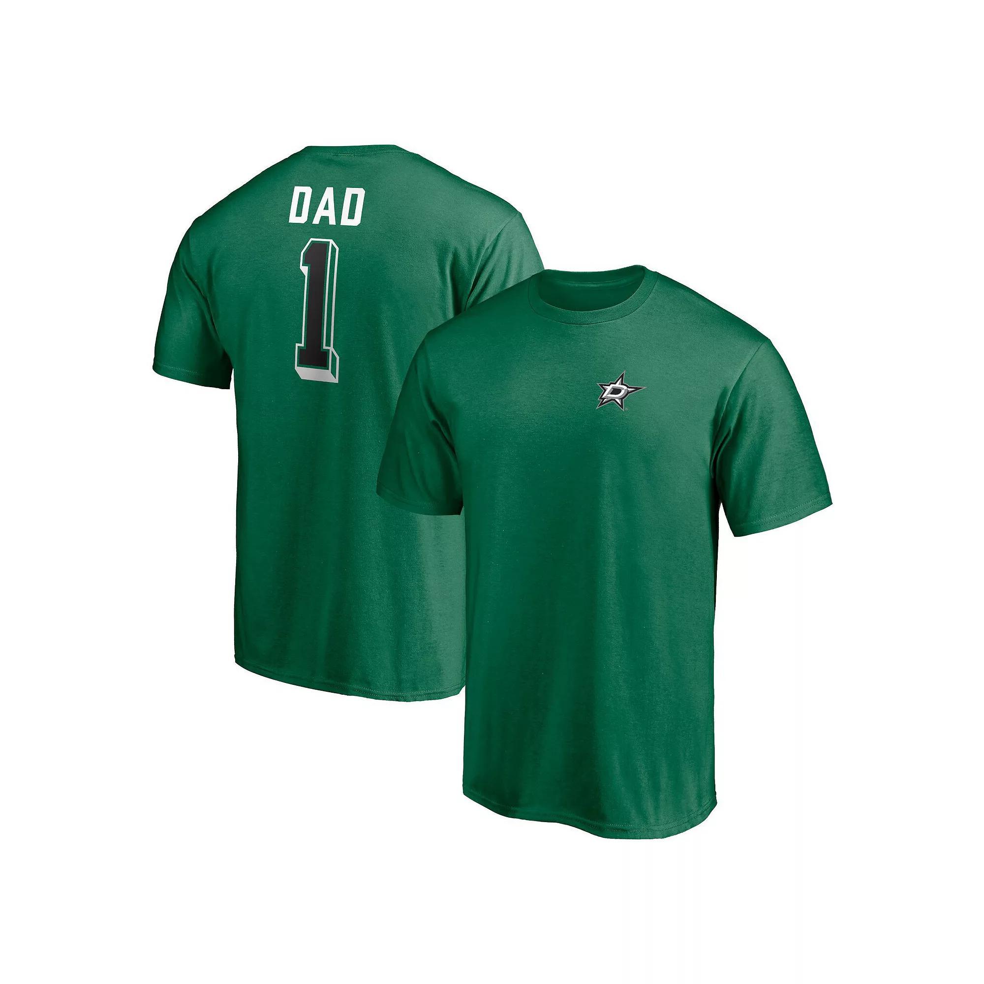Men's Green Dallas Stars Number One Dad Logo T-Shirt, Size: XL, Str Green Product Image