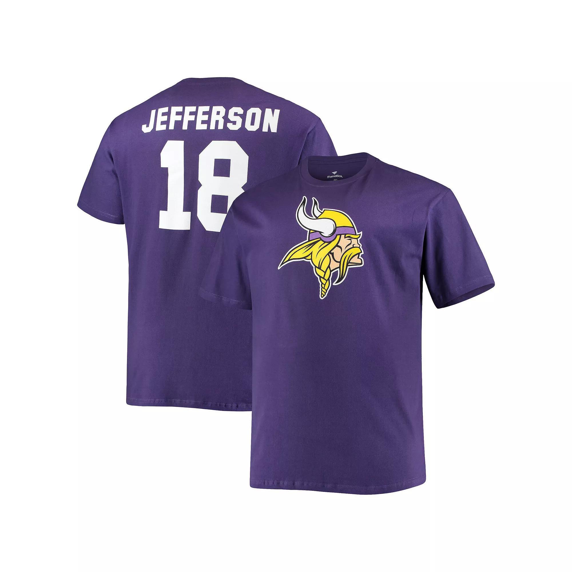 Men's Fanatics Branded Justin Jefferson Purple Minnesota Vikings Big & Tall Player Name & Number T-Shirt, Size: 4XLT Product Image