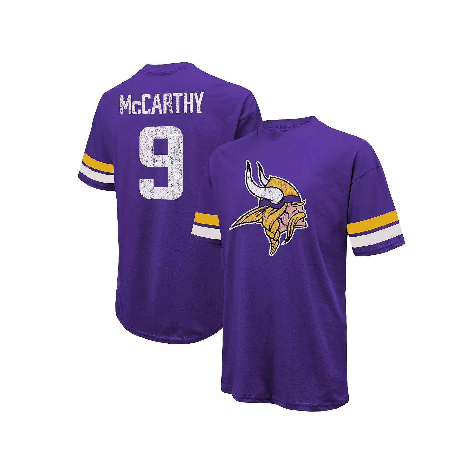 Men's Majestic Threads J.J. McCarthy Purple Minnesota Vikings Name & Number Oversize Fit T-Shirt, Size: Small Product Image