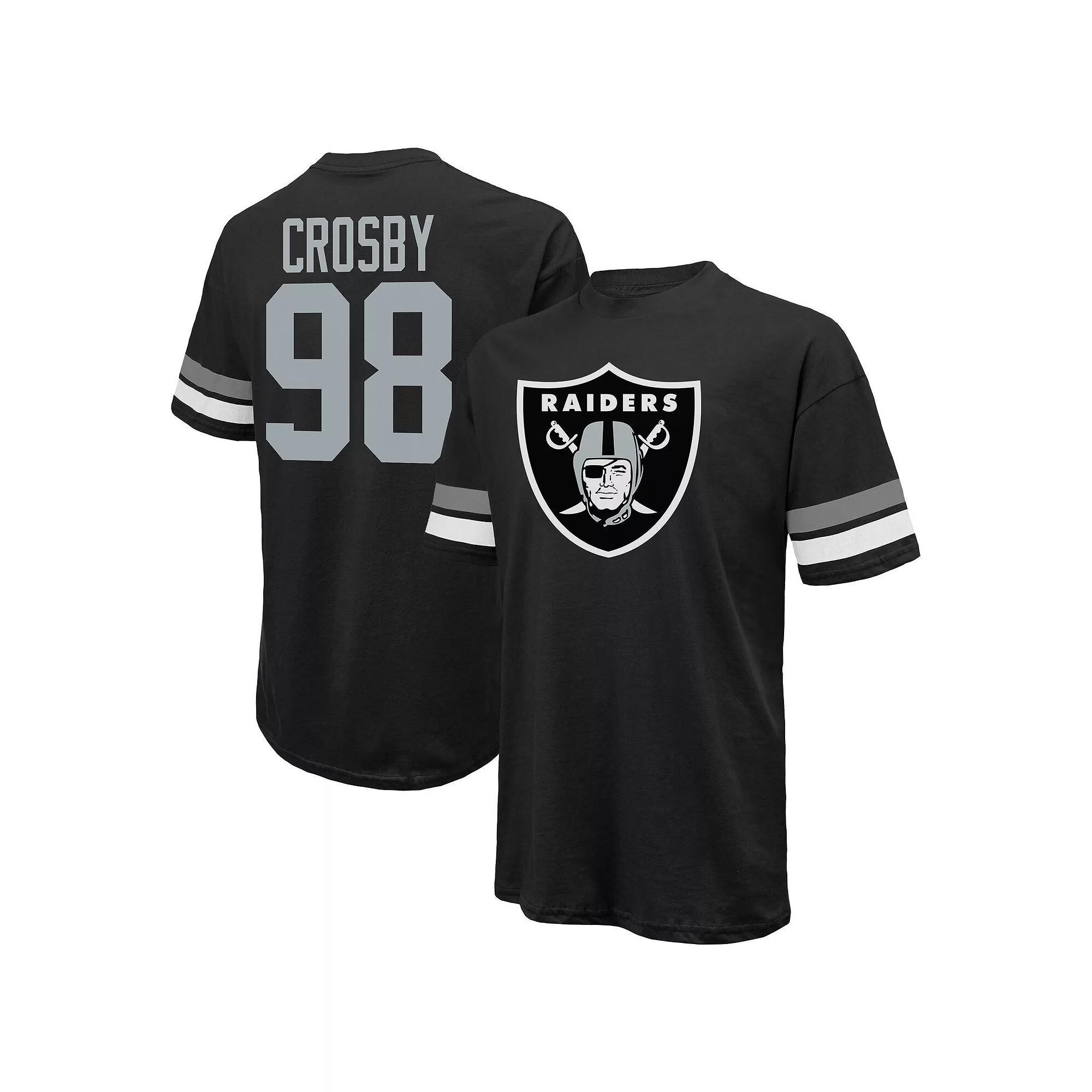 Men's Majestic Threads Maxx Crosby Black Las Vegas Raiders Name & Number Oversize Fit T-Shirt, Size: Medium, Lvr Black Product Image