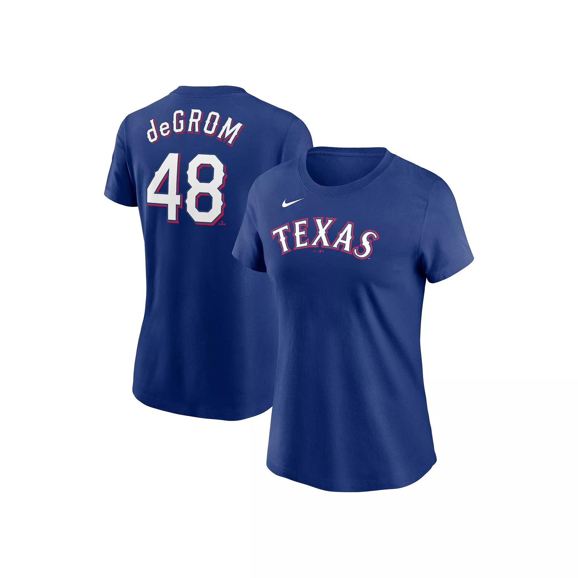 Women's Nike Jacob deGrom Royal Texas Rangers 2023 Name & Number T-Shirt, Size: 2XL, Blue Product Image