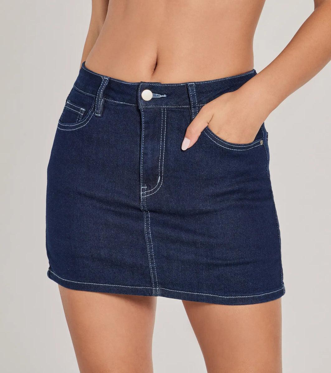 Admirable Aesthetic Mid-Rise Denim Skort Product Image