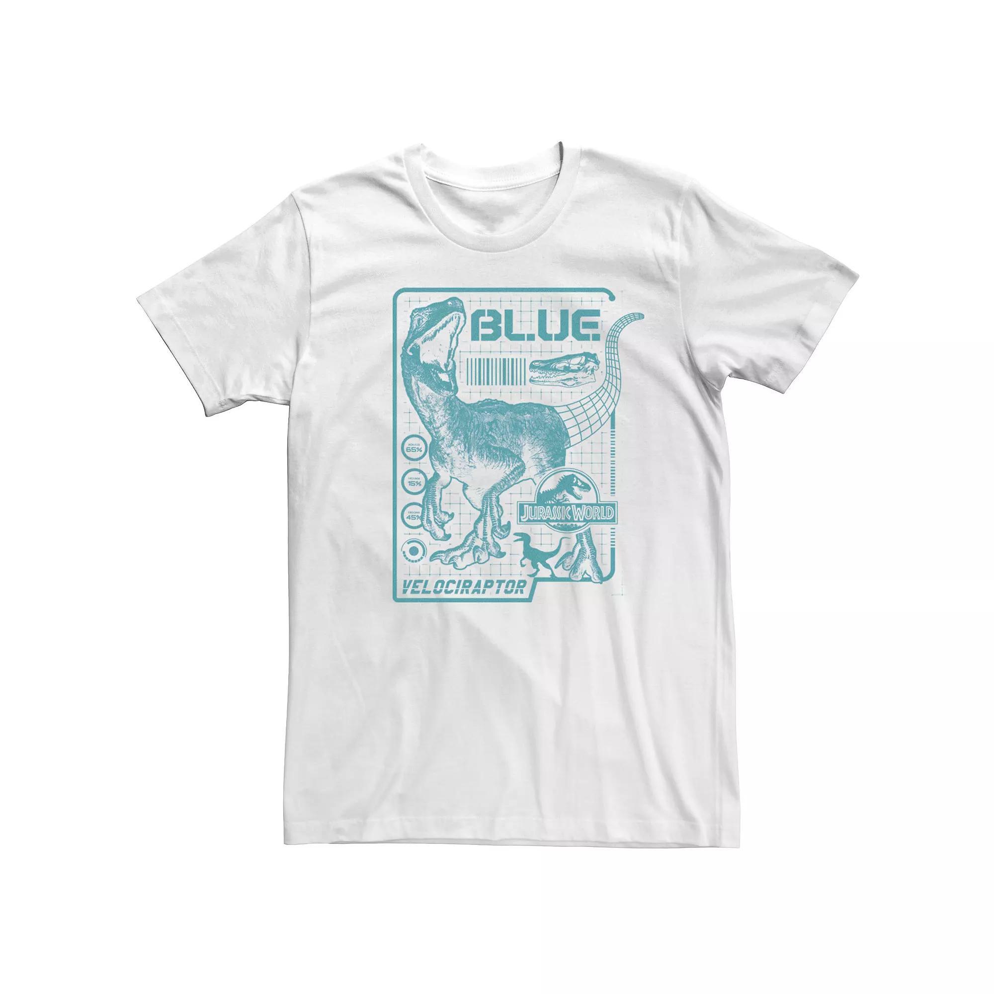 Men's Jurassic World Two Blue Raptor Schematic Tee, Size: Medium, Athletic Grey Product Image