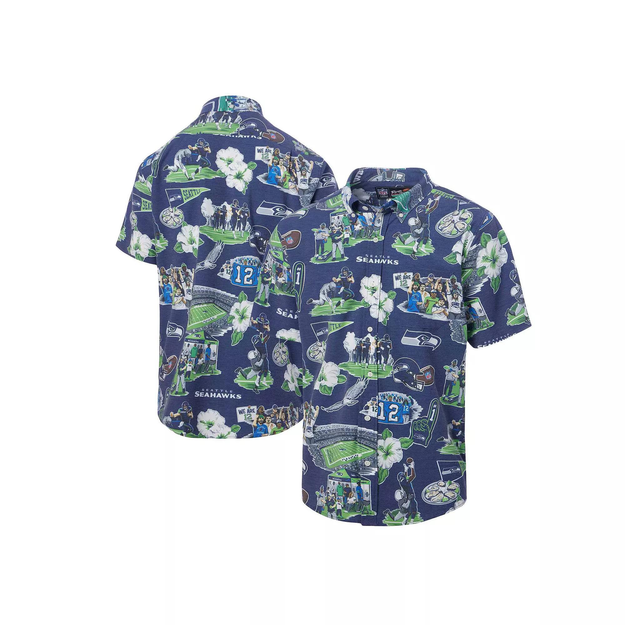 Men's Reyn Spooner College Navy Seattle Seahawks Scenic Button-Down Shirt, Size: Small, Blue Product Image