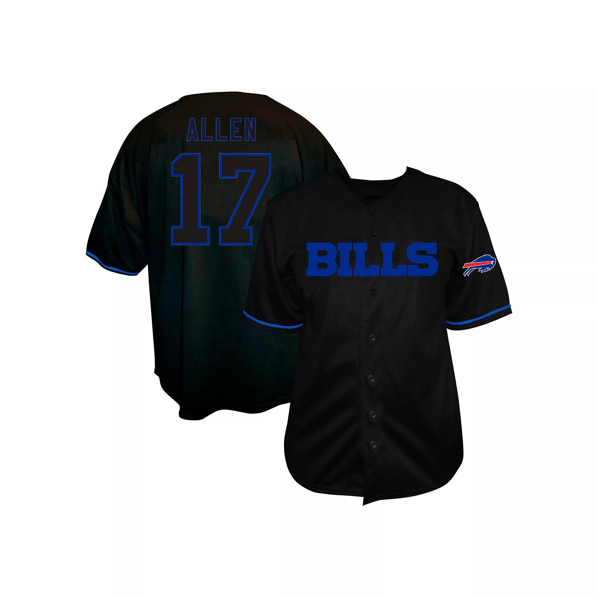 Men's Fanatics Josh Allen Black Buffalo Bills Big & Tall Baseball Button-Up Shirt, Size: 5XB Product Image