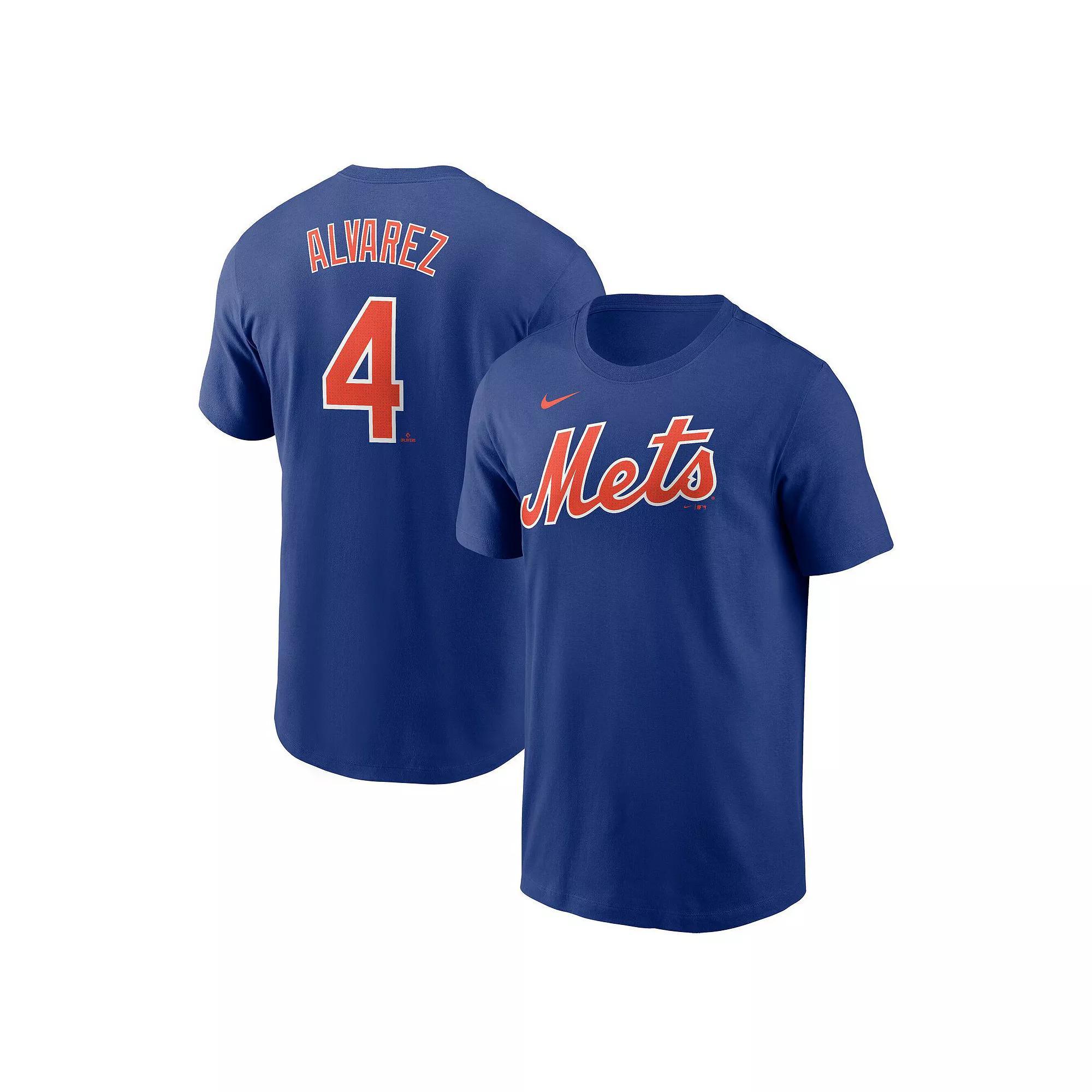Men's Nike Francisco Alvarez Royal New York Mets Fuse Name & Number T-Shirt, Size: XL, Blue Product Image