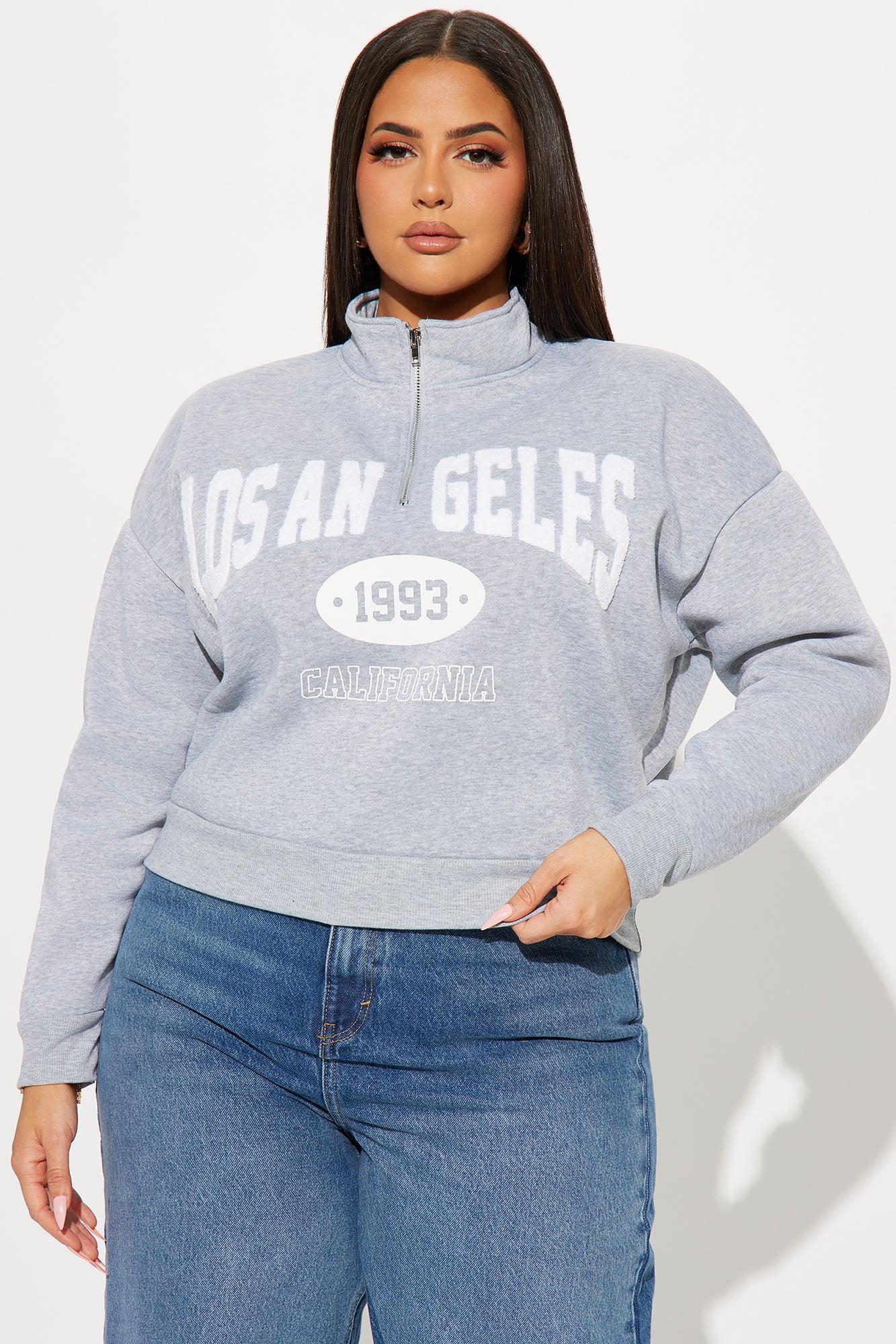 Los Angeles Half Zip Sweatshirt - Heather Grey Product Image