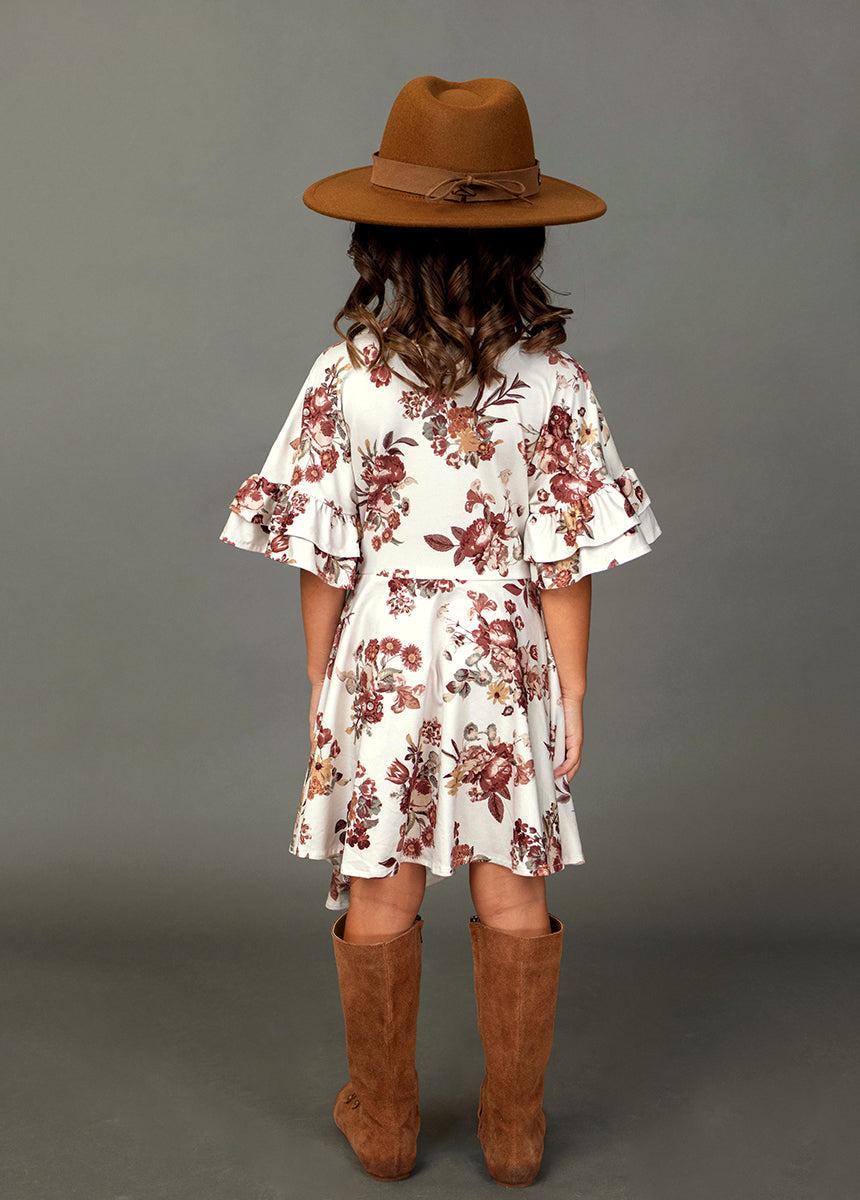 Emilia Dress in Ecru Floral Girls Product Image