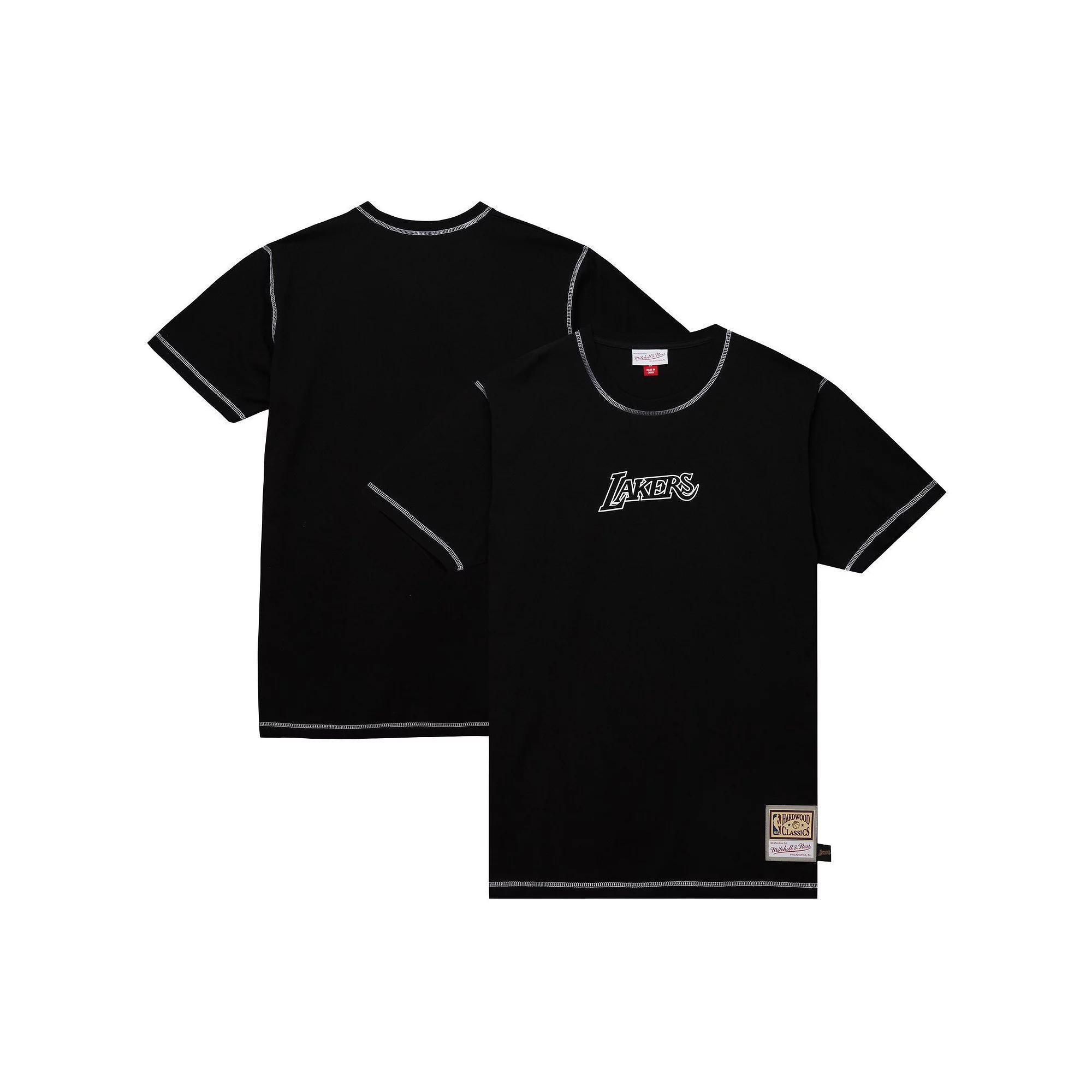 Men's Mitchell & Ness  Black Los Angeles Lakers Hardwood Classics Contrast 2K Graphic T-Shirt, Size: Small Product Image