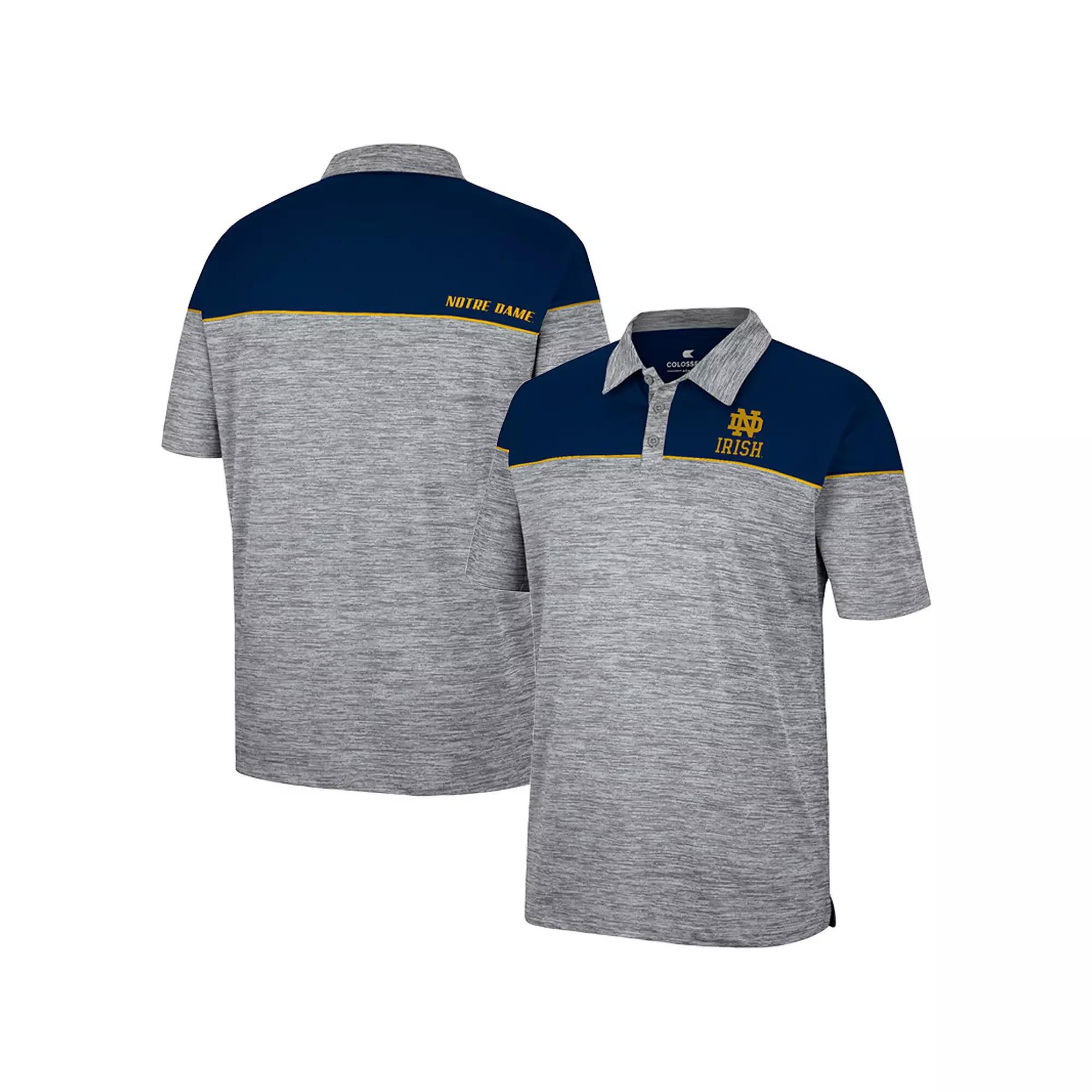 Men's Colosseum Heathered Gray/Navy Notre Dame Fighting Irish Birdie Polo, Size: Medium, Grey Product Image