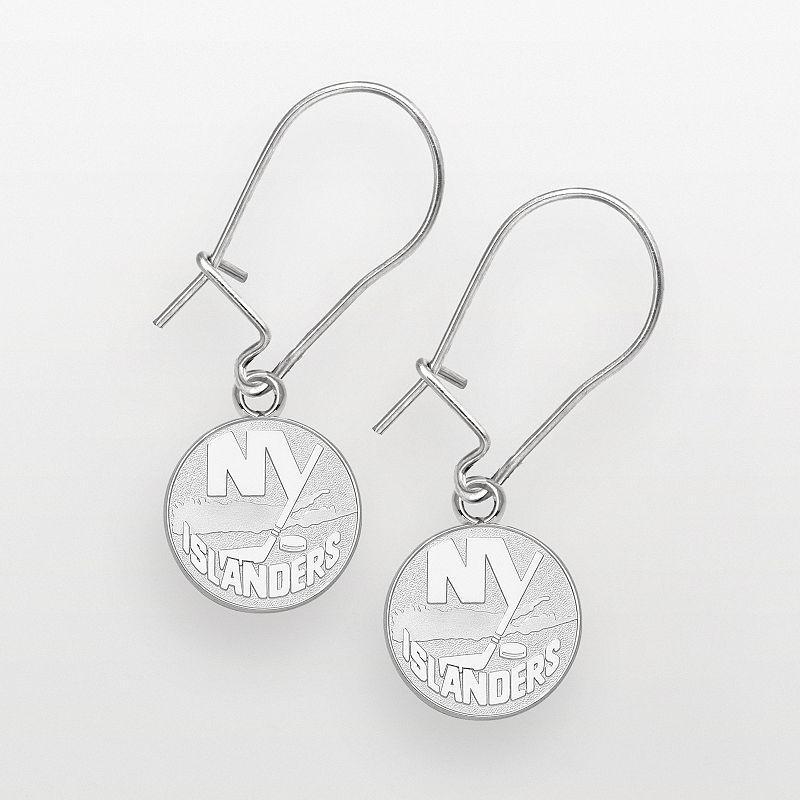 LogoArt New York Islanders Sterling Silver Logo Drop Earrings, Women's Product Image