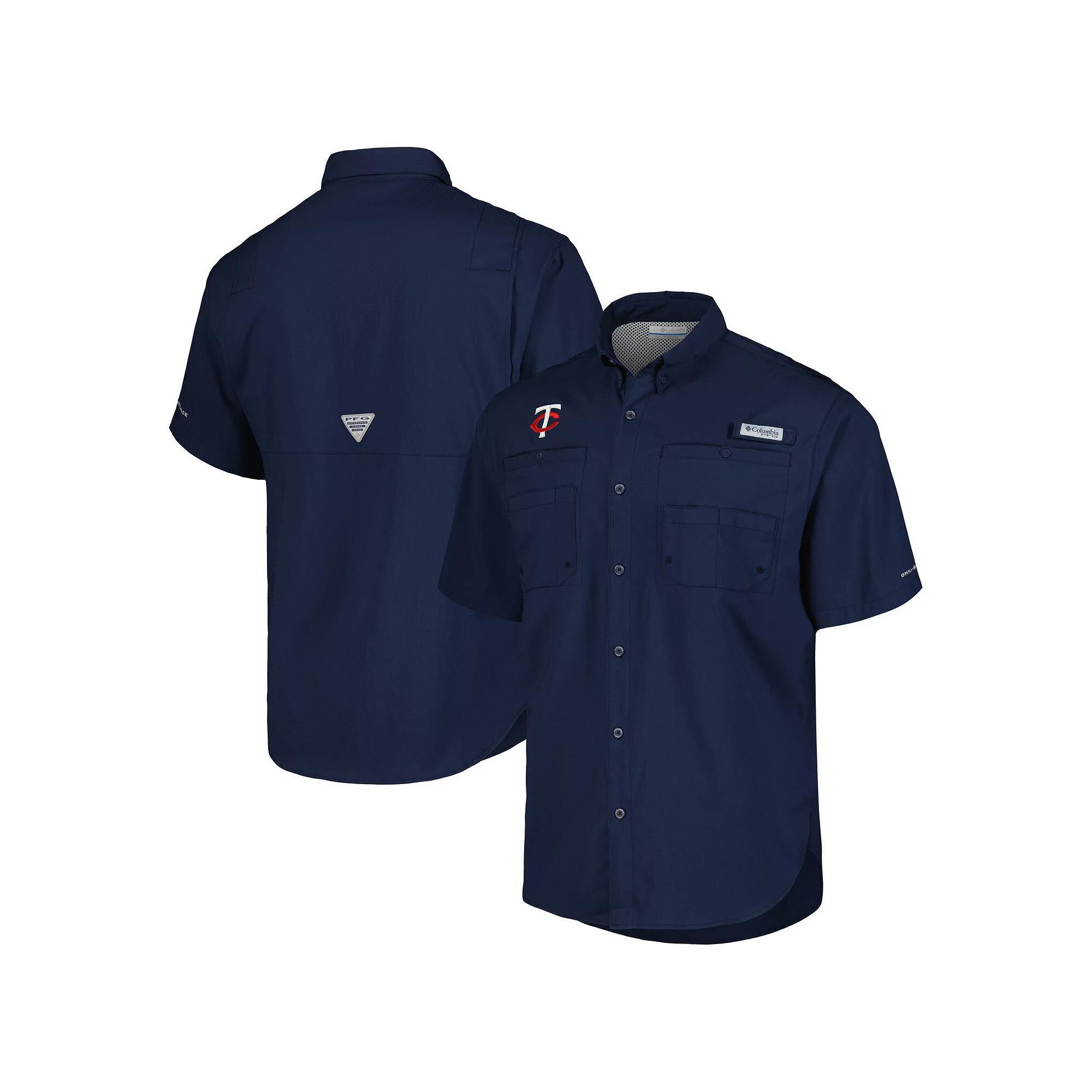 Men's Columbia Navy Minnesota Twins Tamiami Omni-Shade Button-Down Shirt, Size: Medium, Blue Product Image